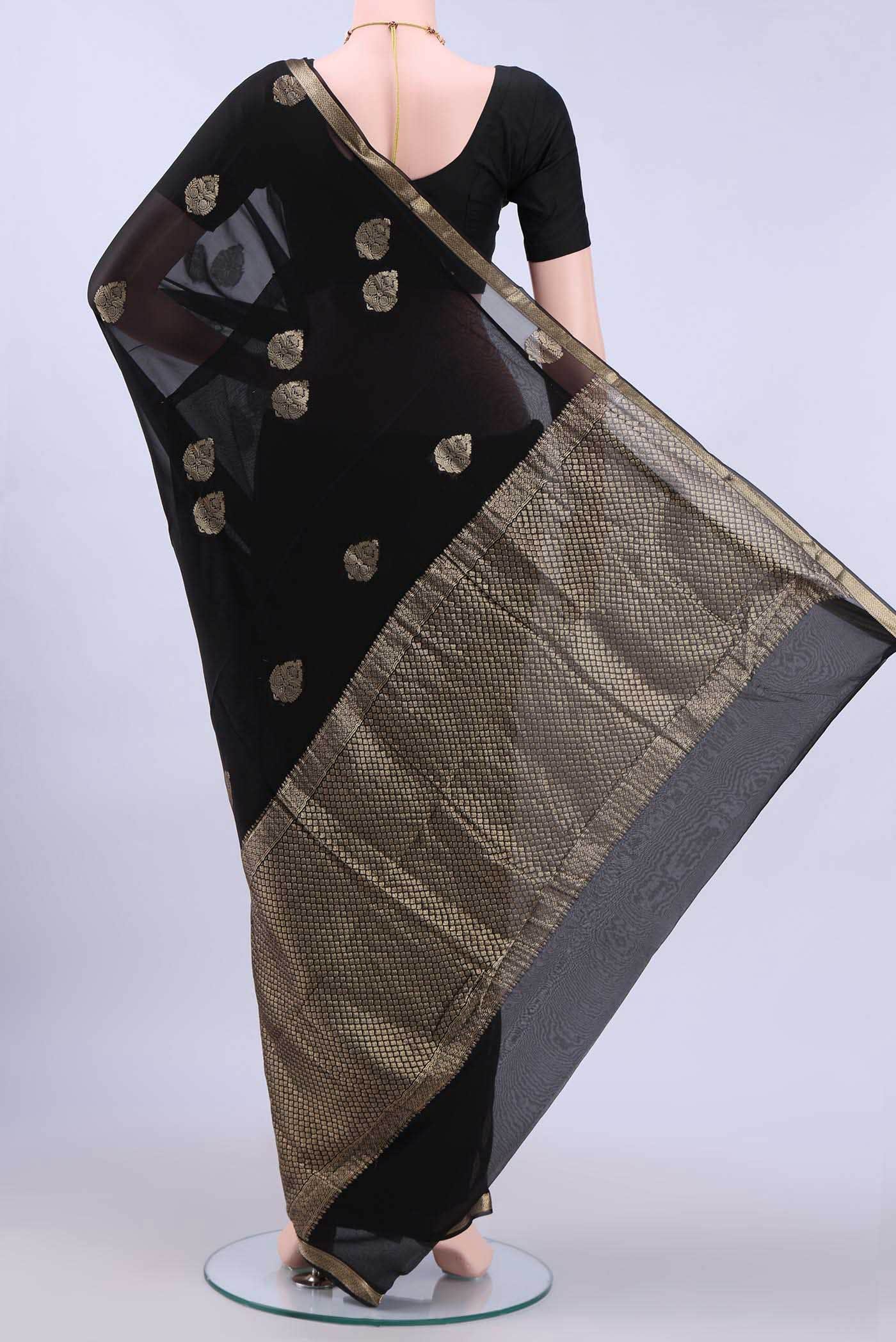 Black Mysore Georgette Saree