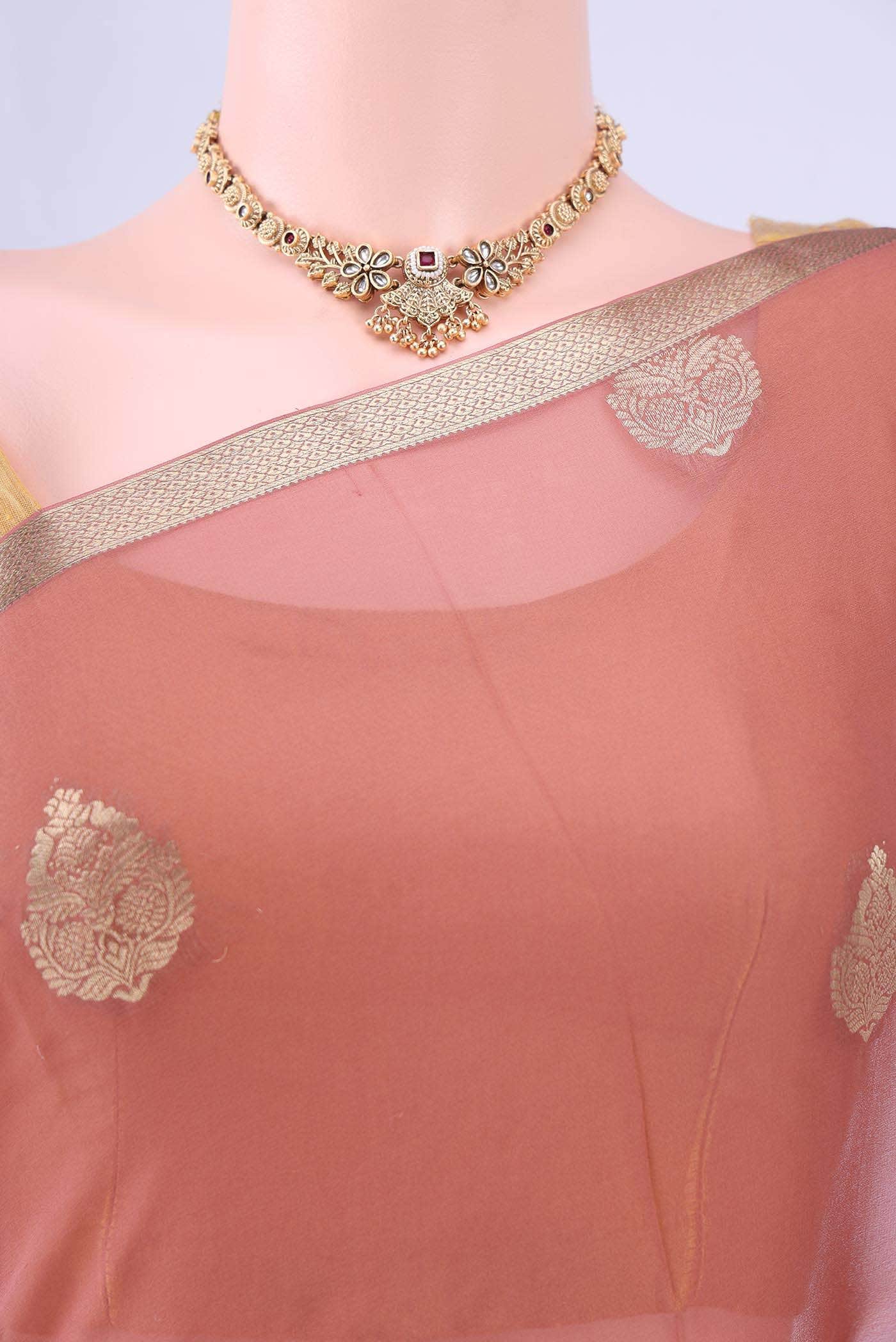 Rust Mysore Georgette Saree