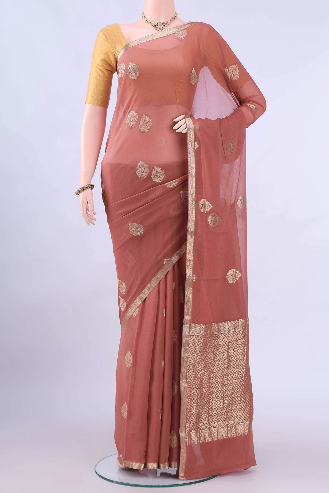 Rust Mysore Georgette Saree
