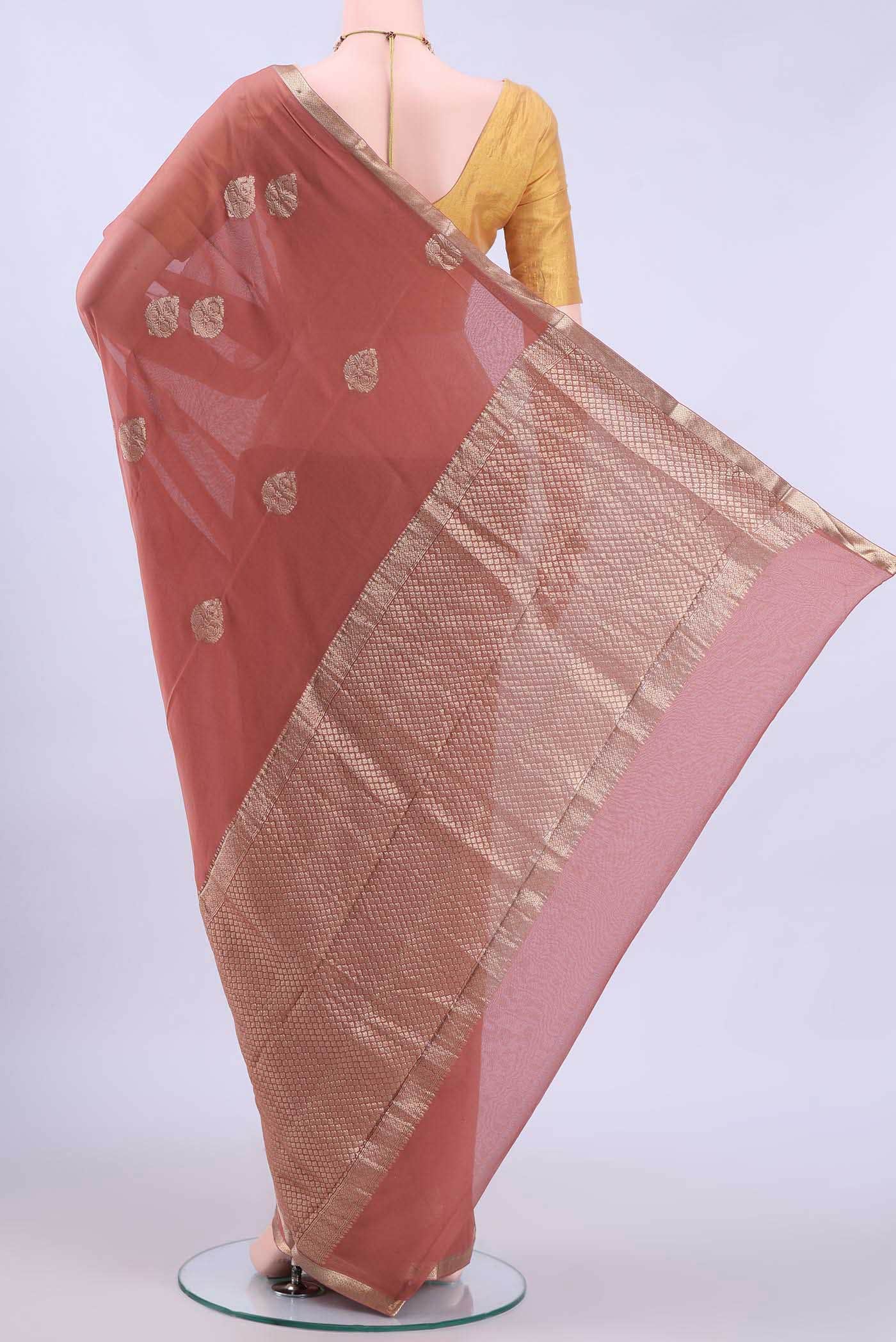 Rust Mysore Georgette Saree