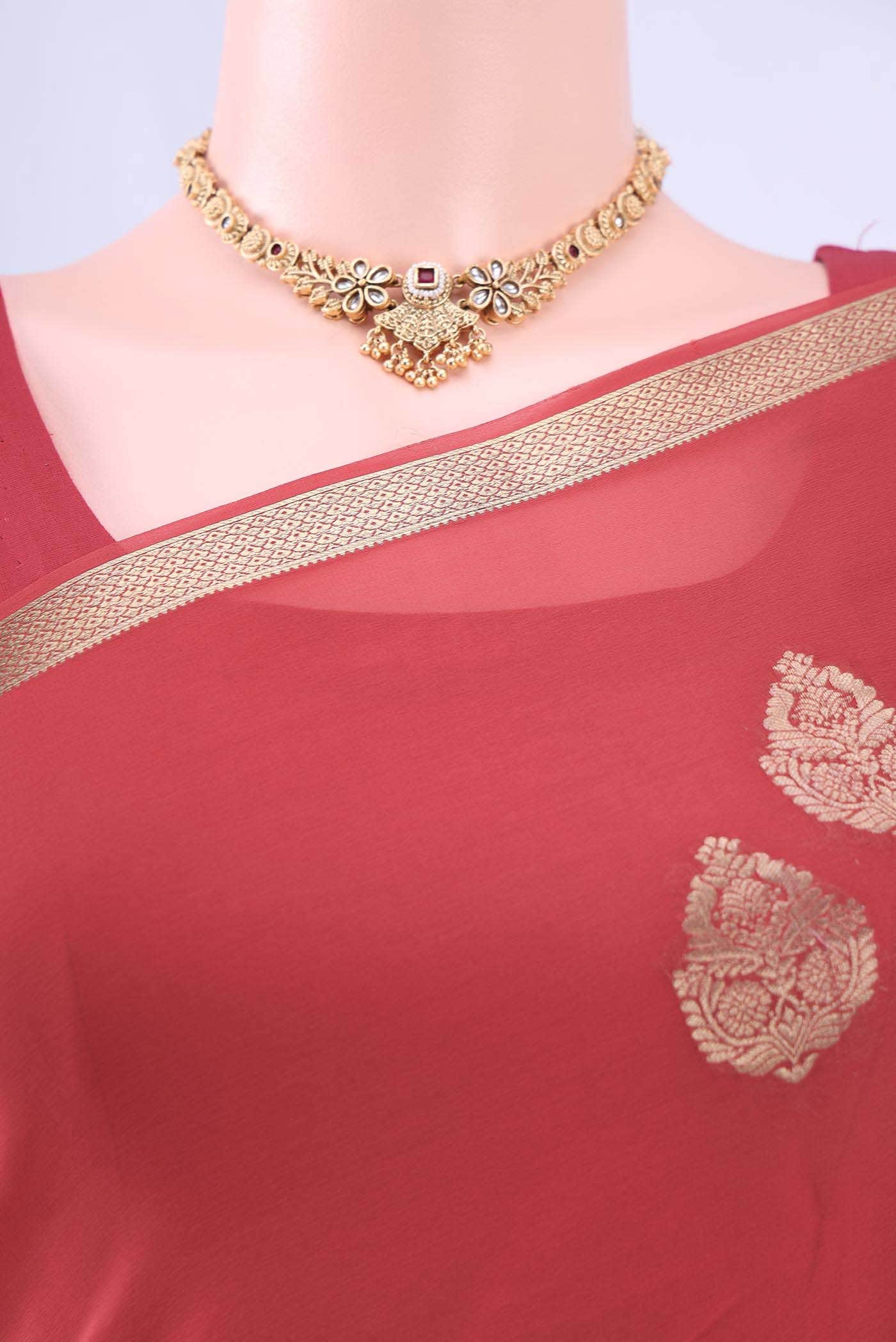 Imperial Red Mysore Georgette Saree