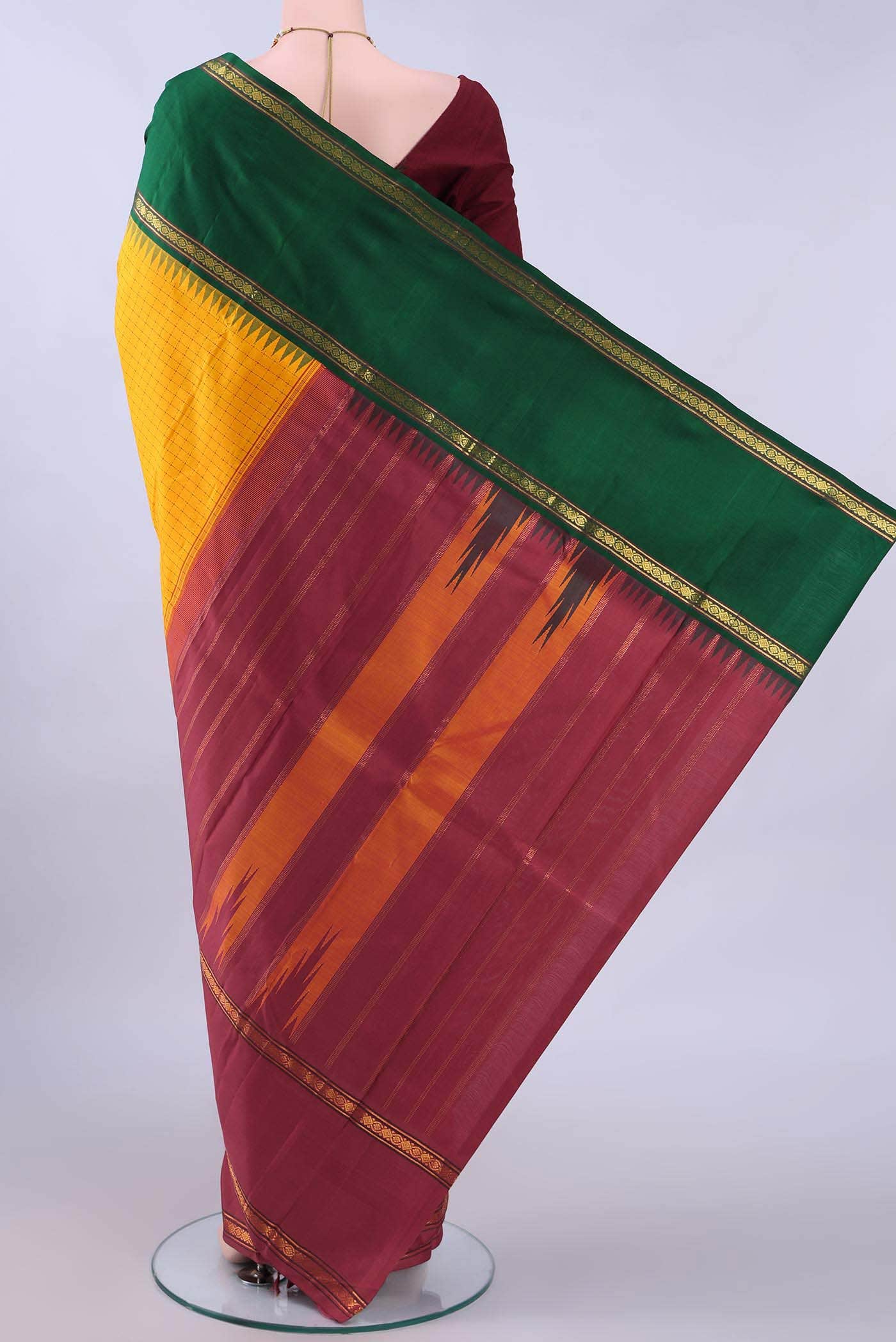 Pure Silk Pure Zari Mustard Kanchipuram Saree