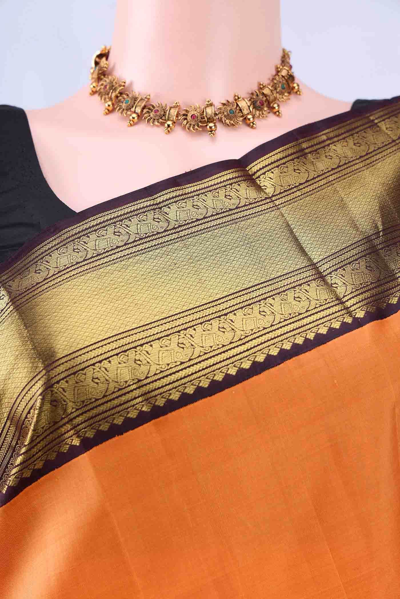 Pure Silk Pure Zari Mustard Kanchipuram Saree