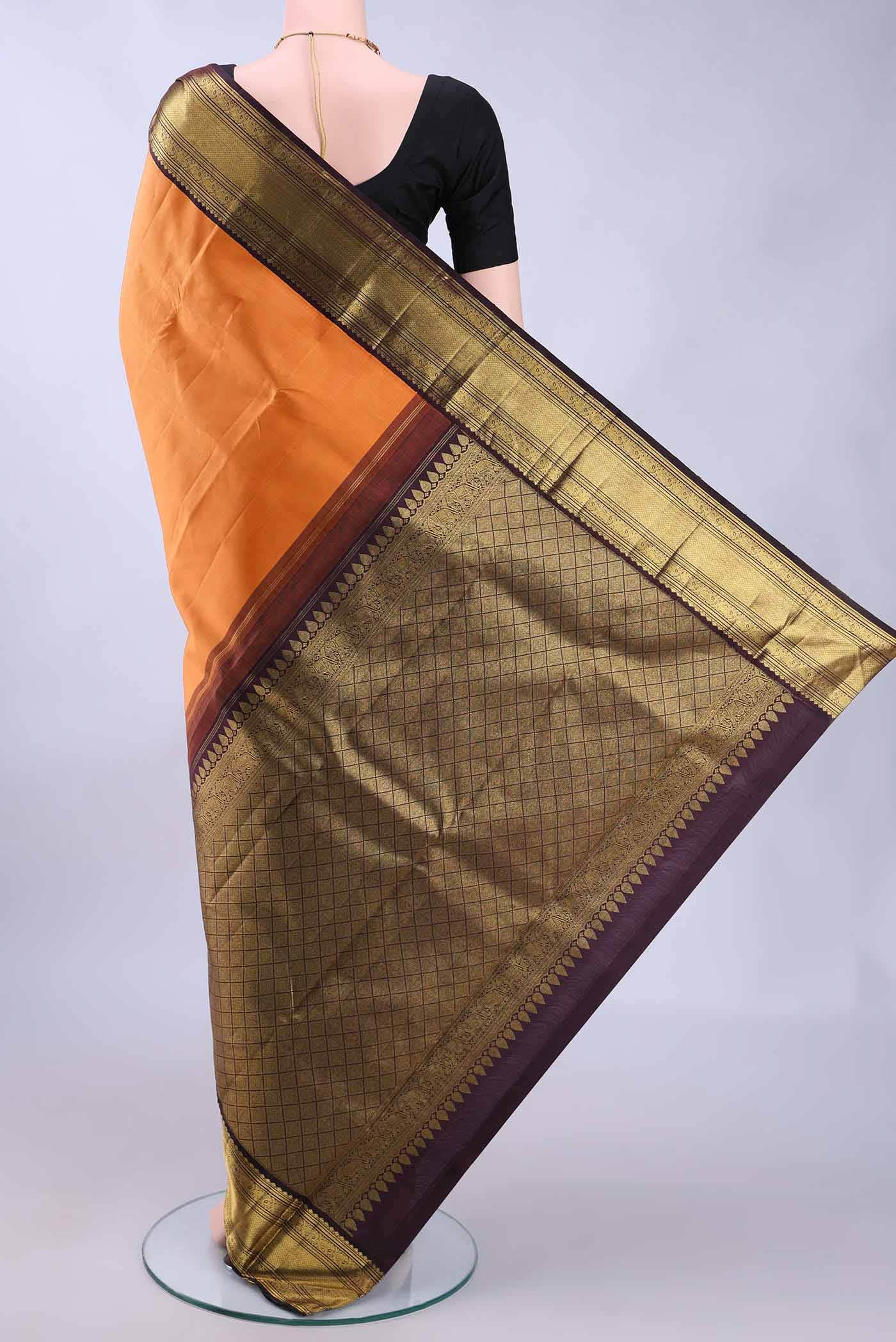 Pure Silk Pure Zari Mustard Kanchipuram Saree