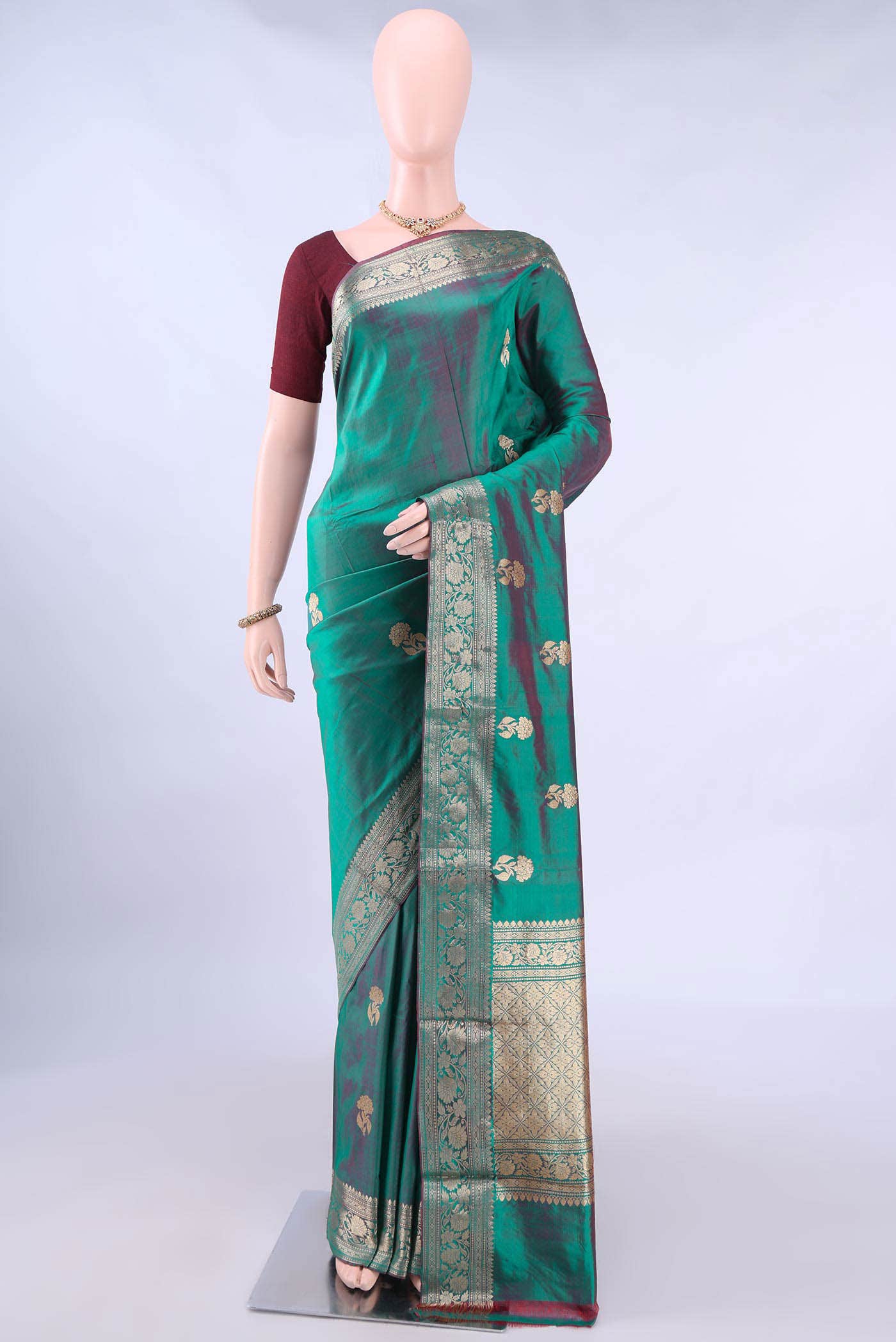 Light Green Banarasi Katan Silk Saree