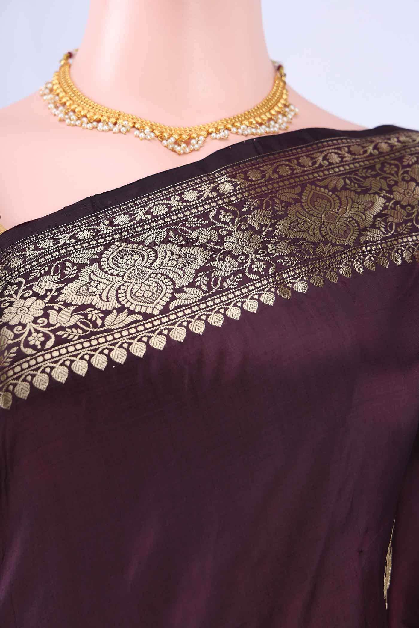 Coffee Brown Banarasi Katan Silk Saree