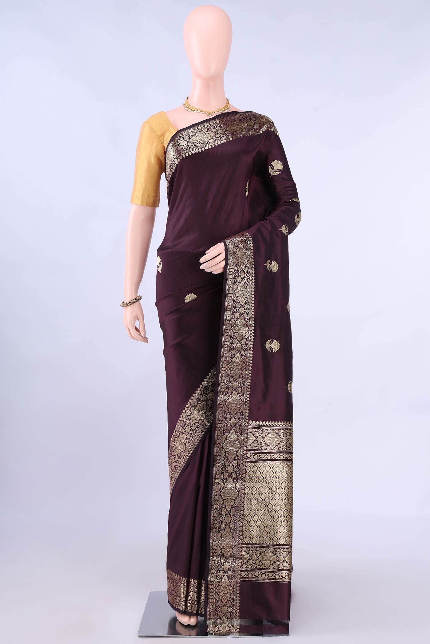 Coffee Brown Banarasi Katan Silk Saree