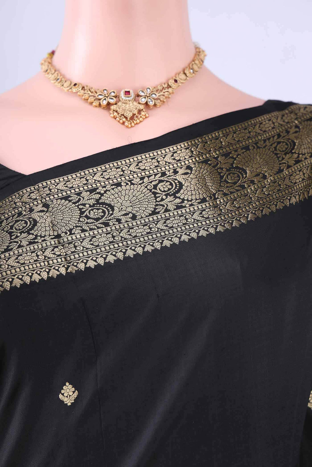 Black Banarasi Katan Silk Saree