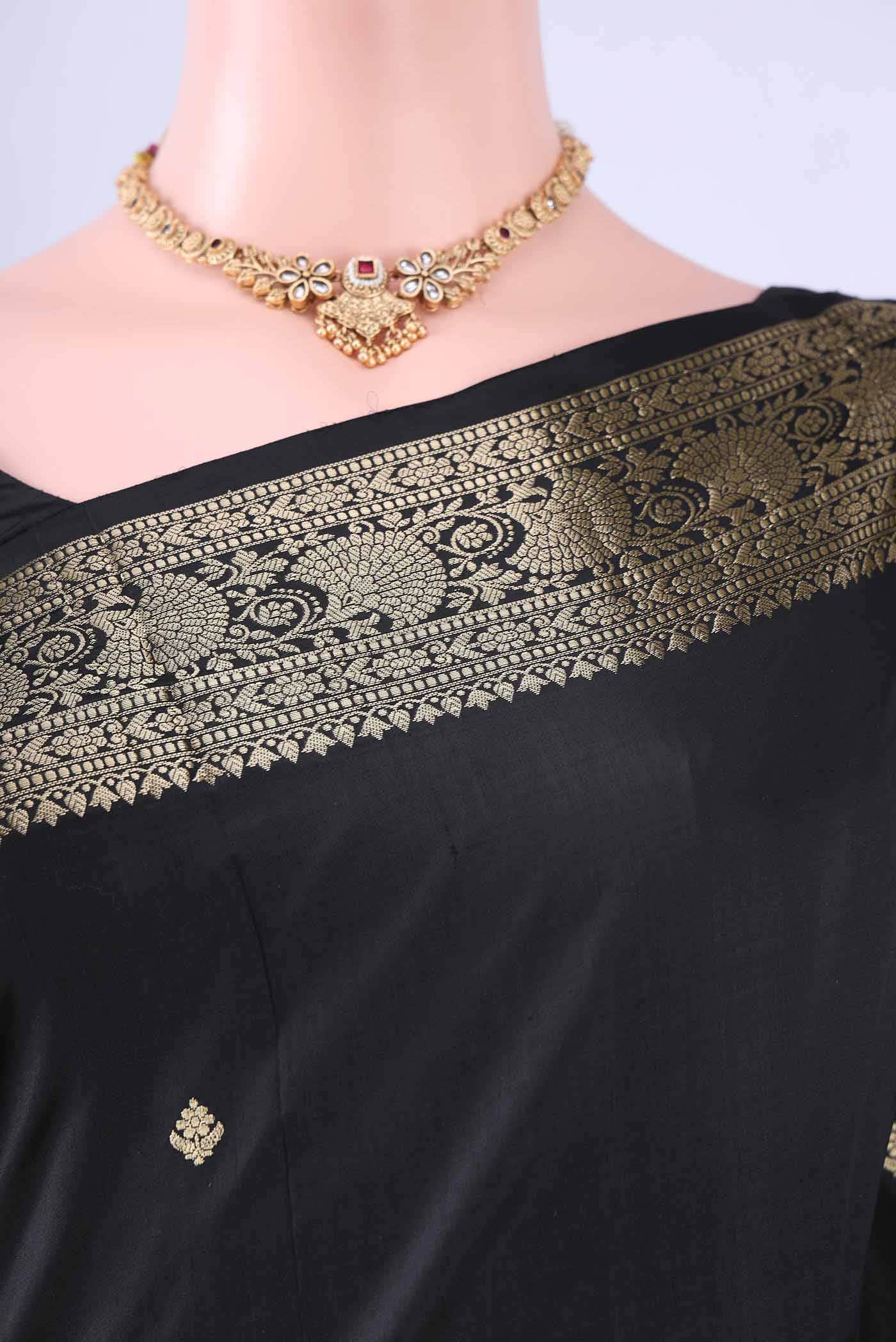 Black Banarasi Katan Silk Saree