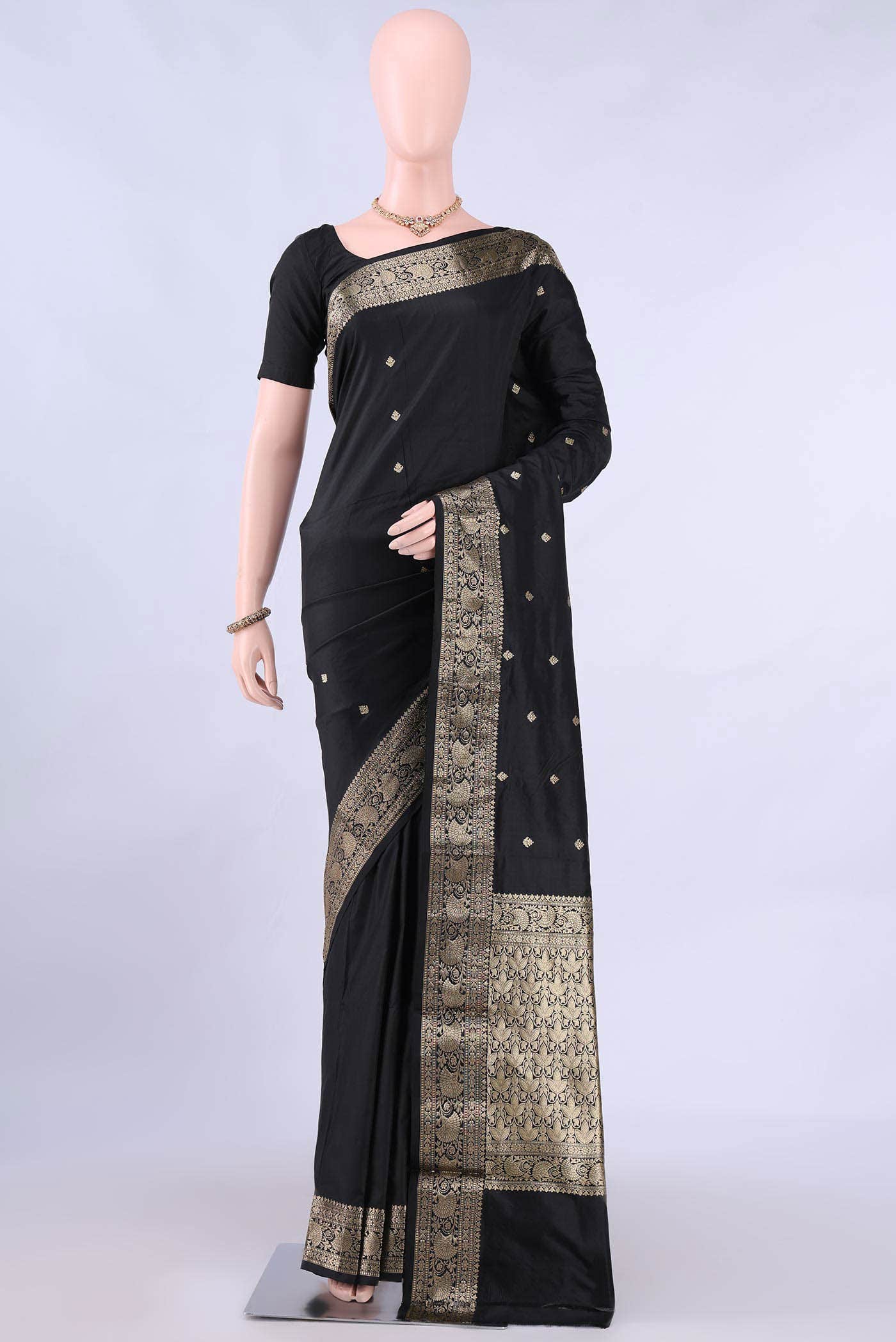 Black Banarasi Katan Silk Saree