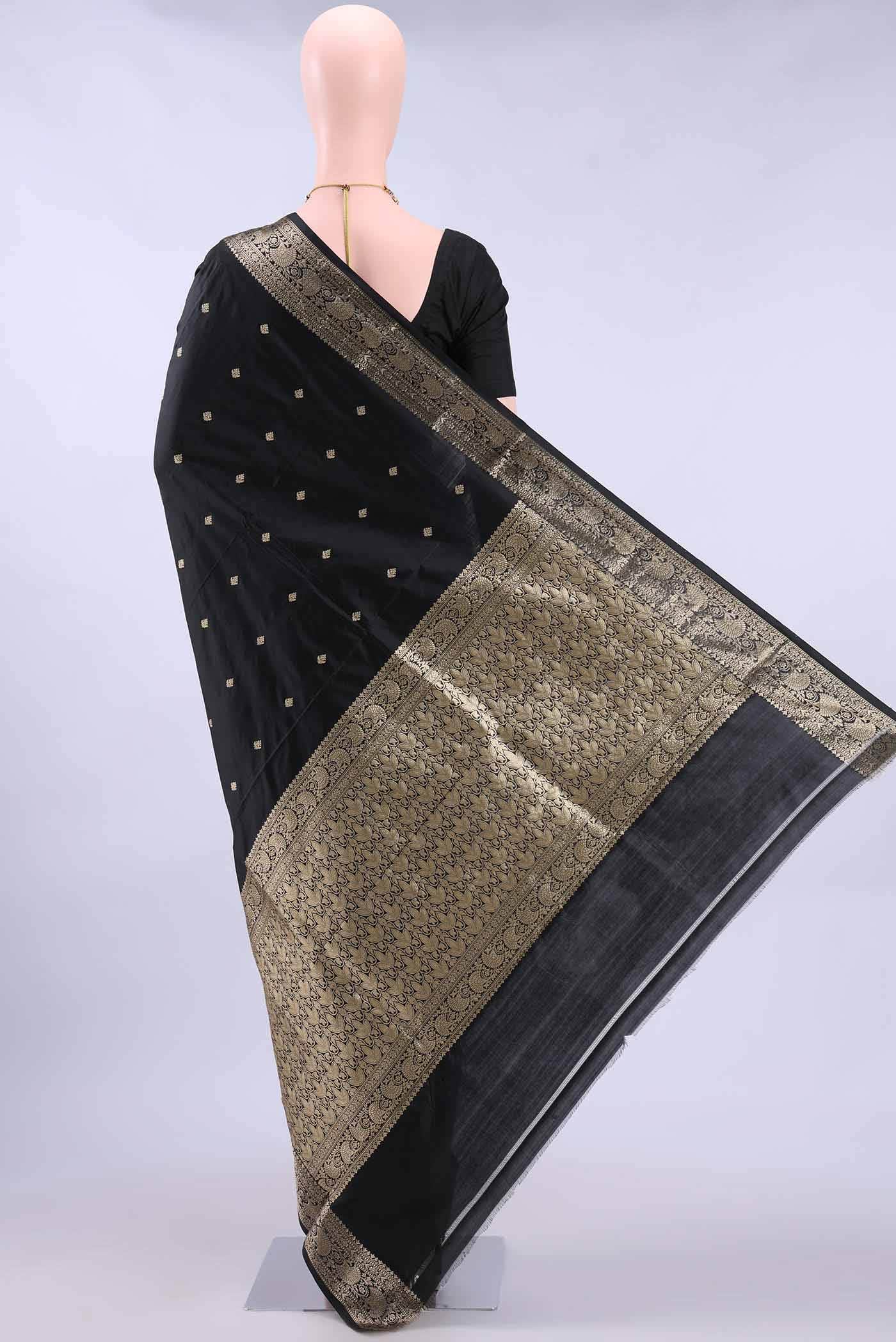 Black Banarasi Katan Silk Saree