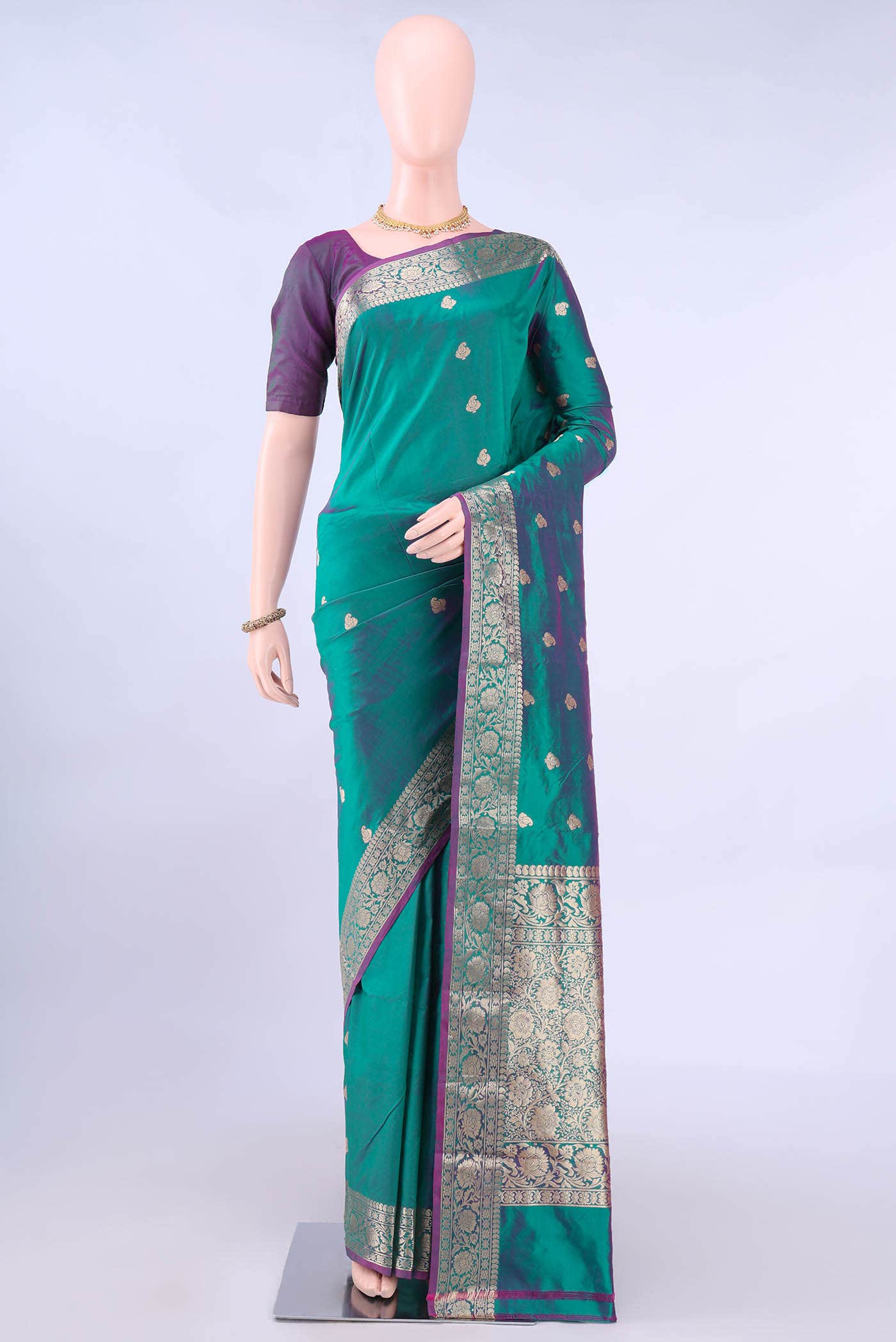 Light Blue Banarasi Katan Silk Saree