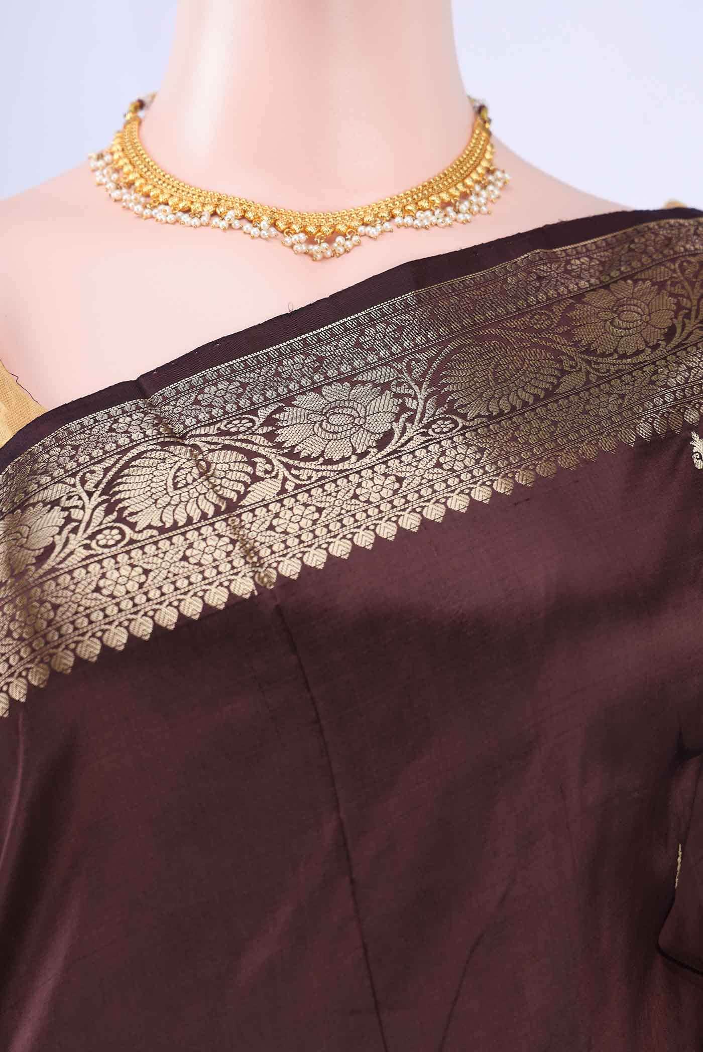 Coffee Brown Banarasi Katan Silk Saree