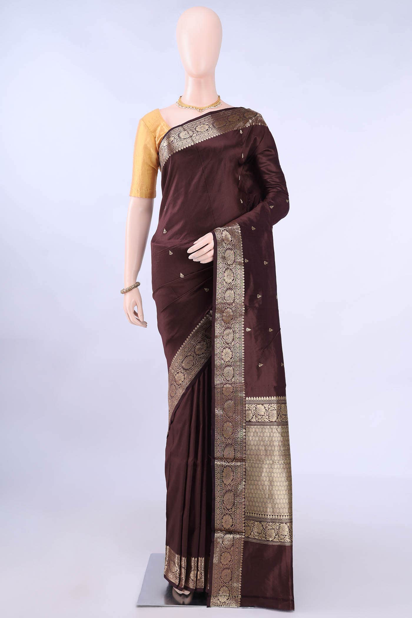 Coffee Brown Banarasi Katan Silk Saree