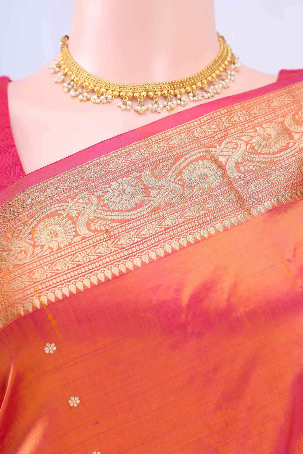 Brick Orange Banarasi Katan Silk Saree