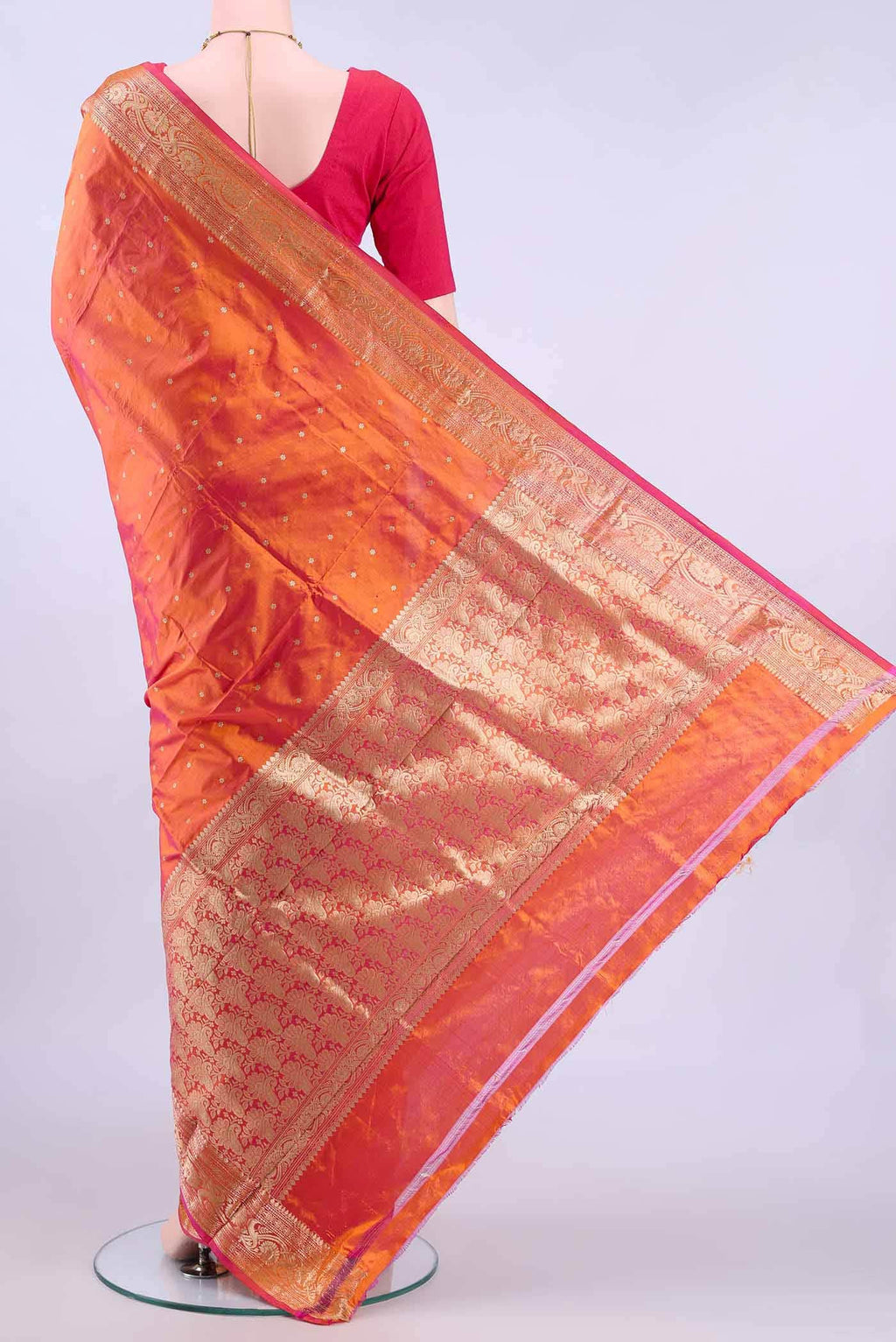 Brick Orange Banarasi Katan Silk Saree