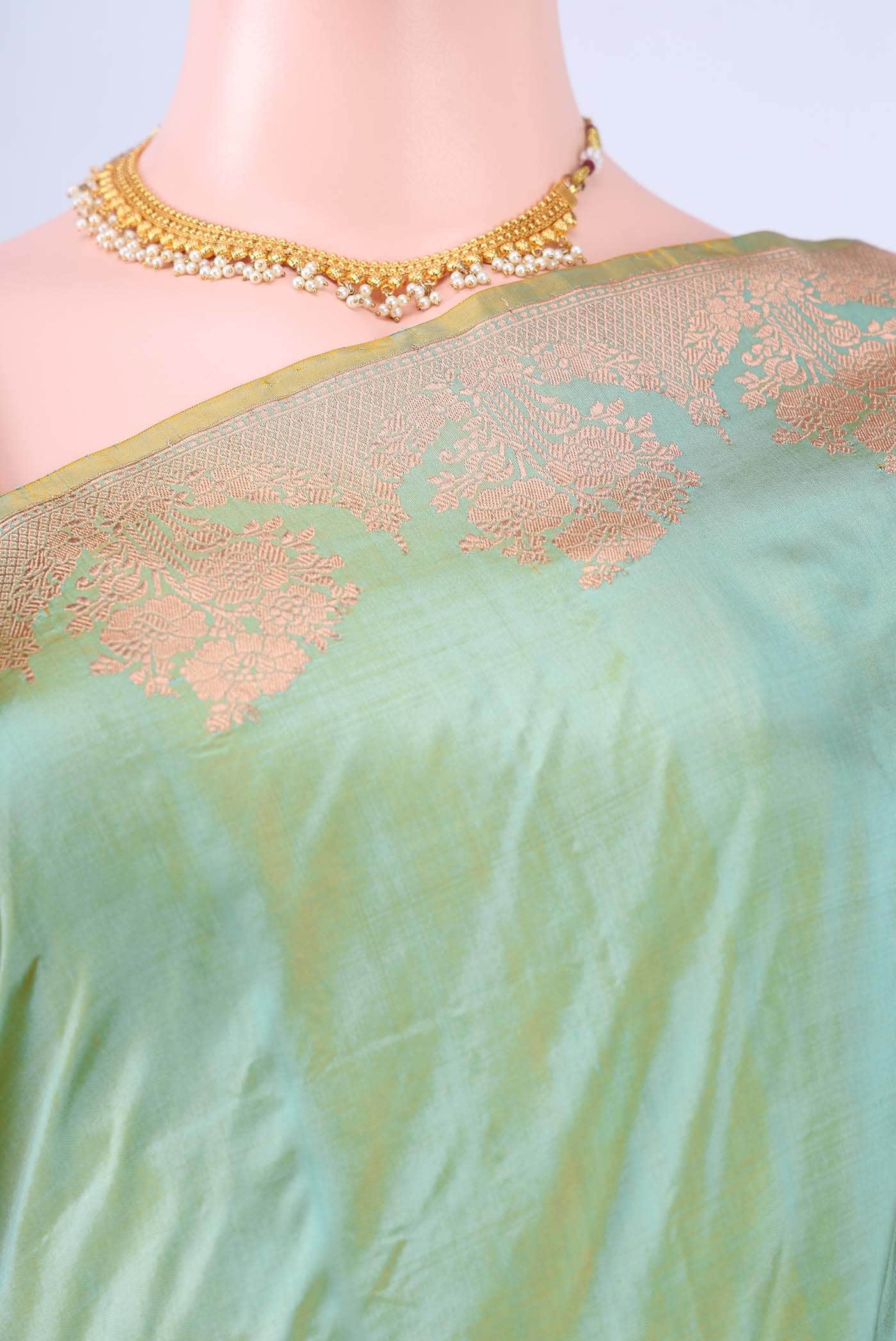 Acid Green Banarasi Katan Silk Saree