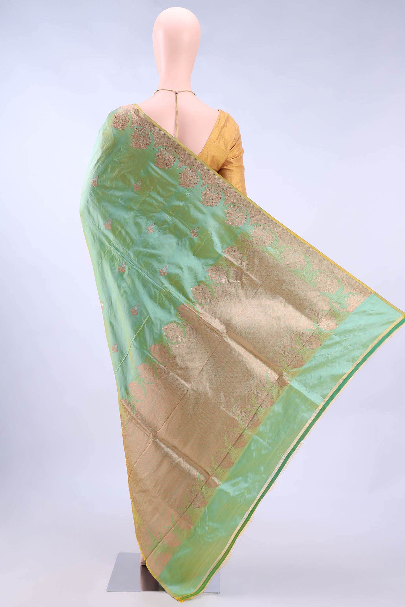 Acid Green Banarasi Katan Silk Saree
