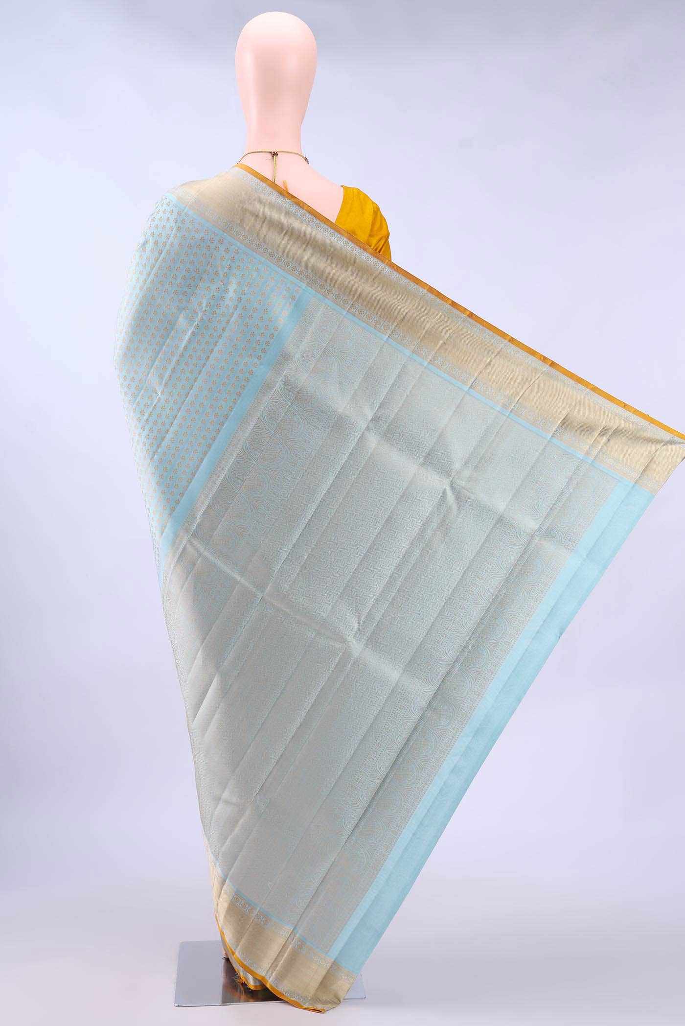 Sky Blue Kanchipuram Silk Saree