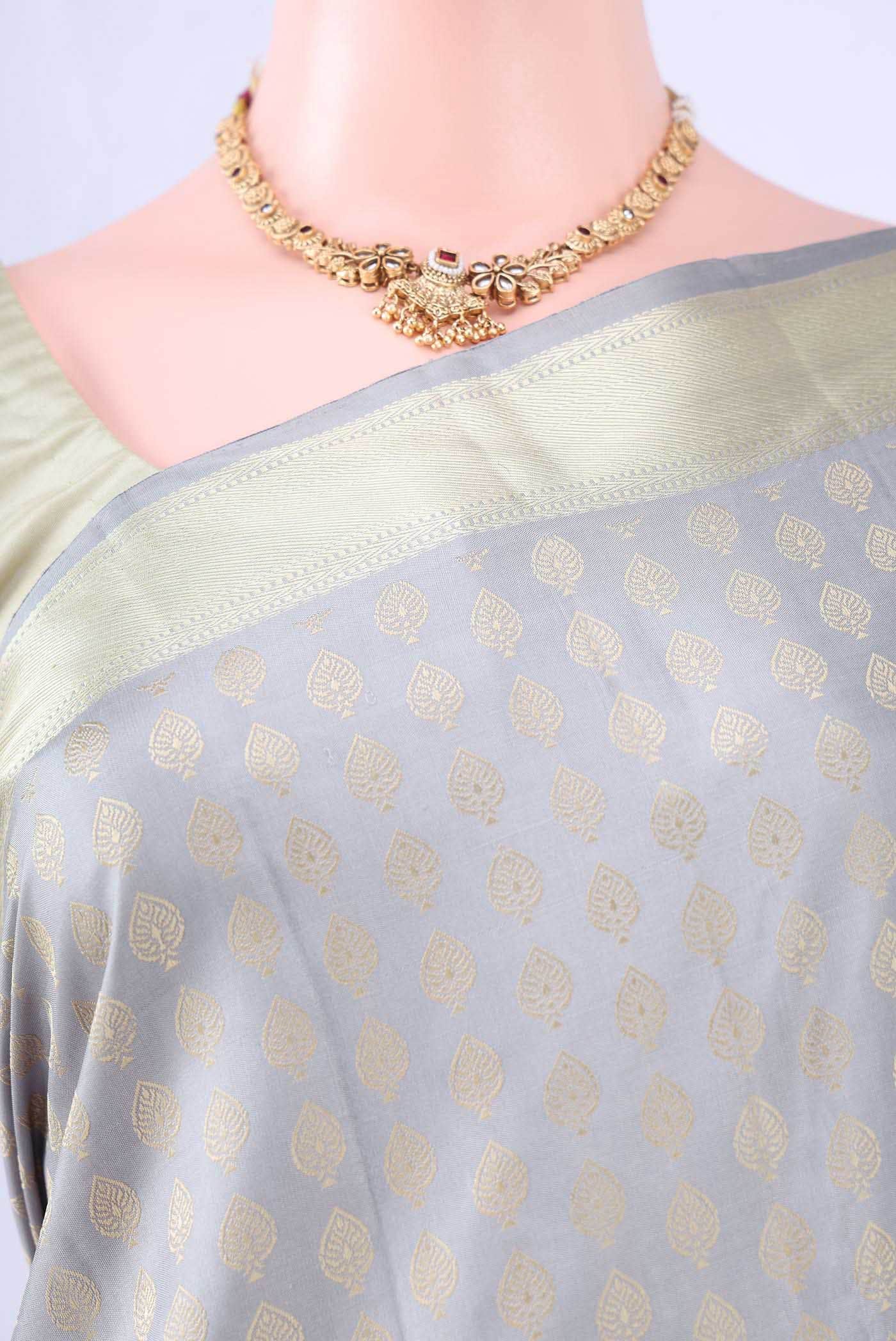 Grey Kanchipuram Silk Saree