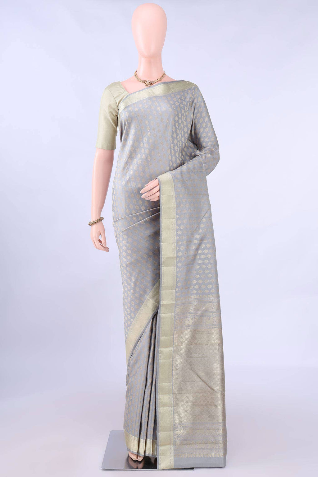 Grey Kanchipuram Silk Saree