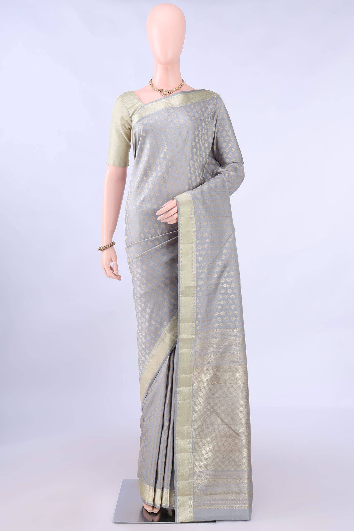 Grey Kanchipuram Silk Saree