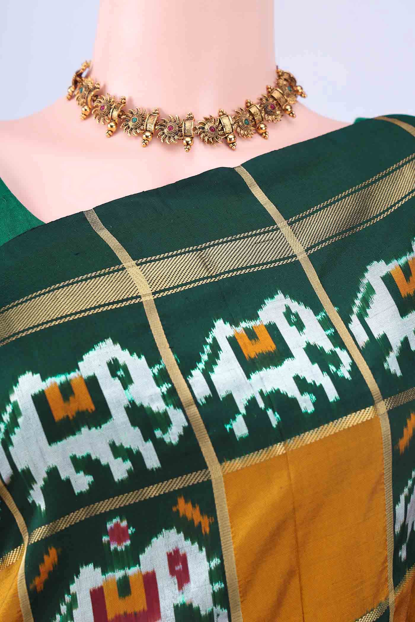 Mustard Pochampally Silk Saree
