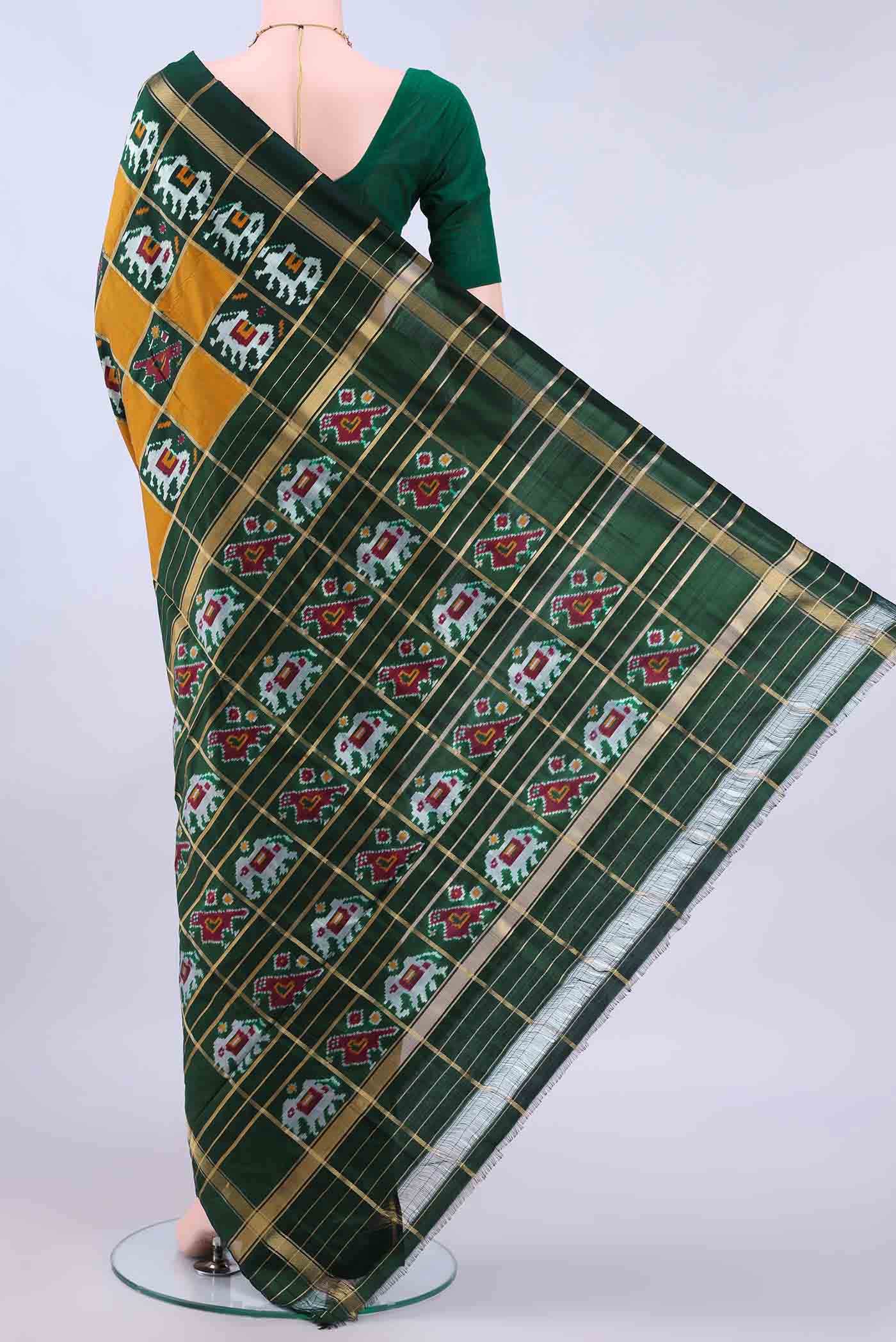 Mustard Pochampally Silk Saree