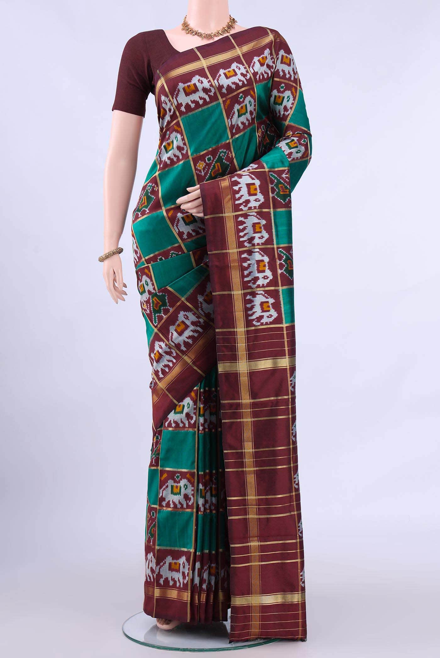 Sea Green Pochampally Silk Saree