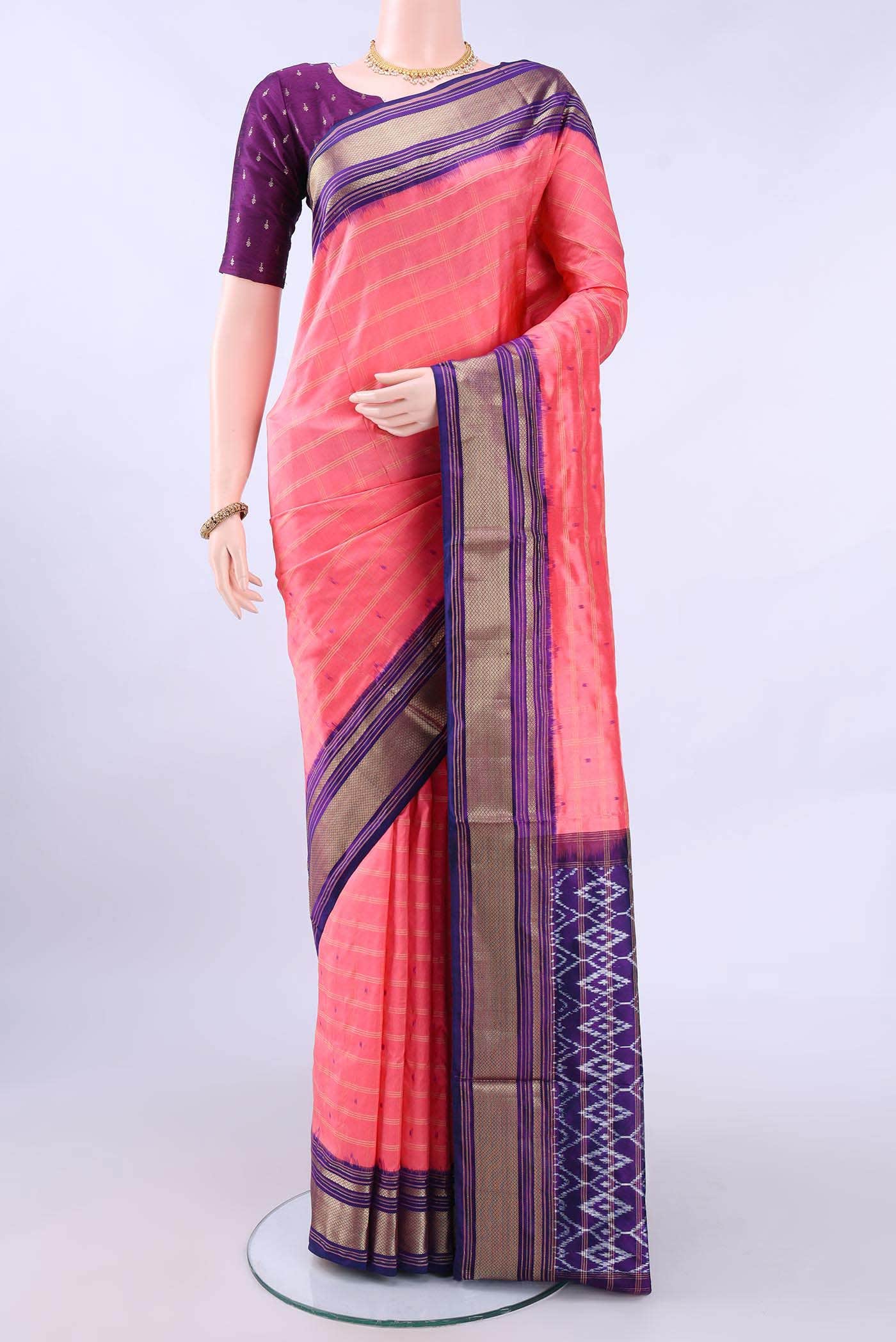 multi Dual Tone Pochampally Silk Saree