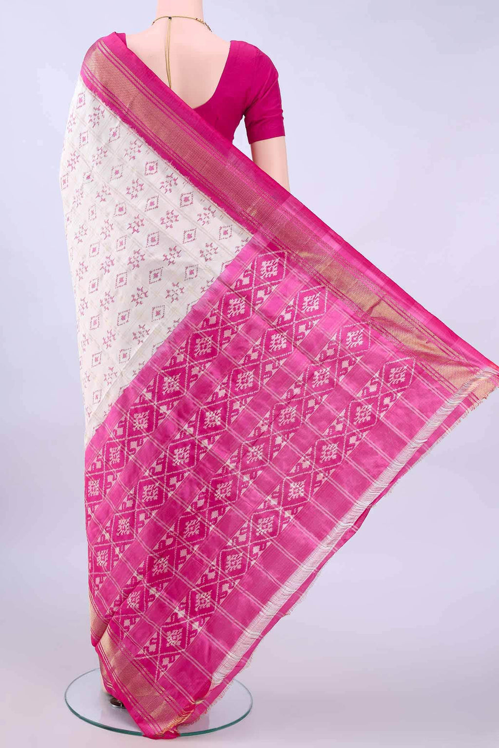 Off White Pochampally Silk Saree