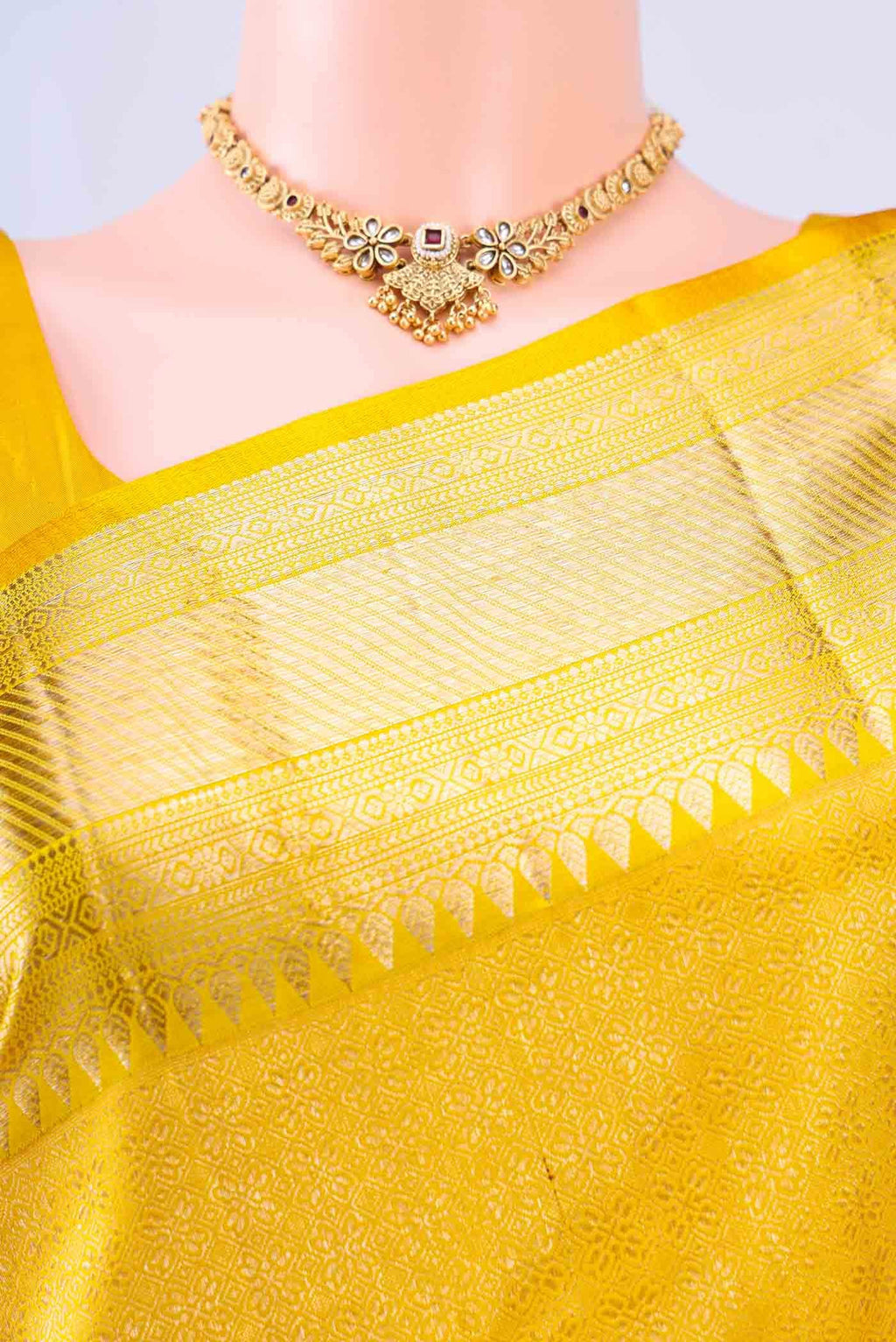Lemon Yellow Kanchipuram Saree