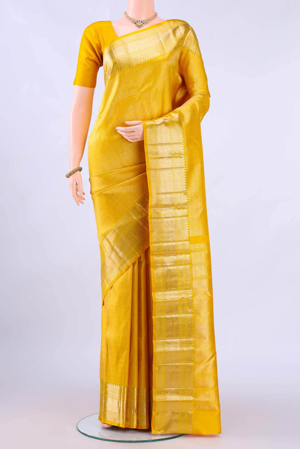Lemon Yellow Kanchipuram Saree