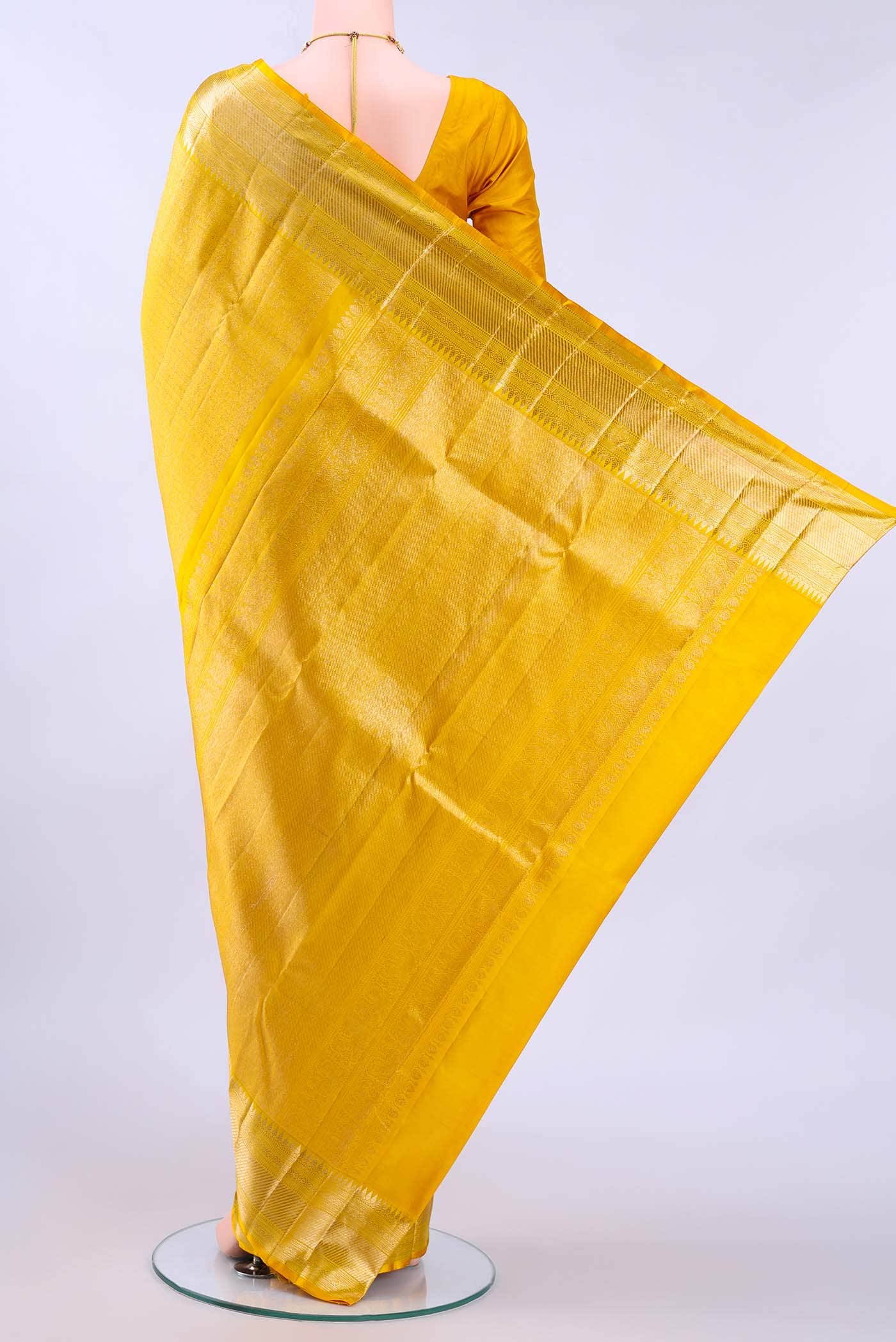 Lemon Yellow Kanchipuram Saree