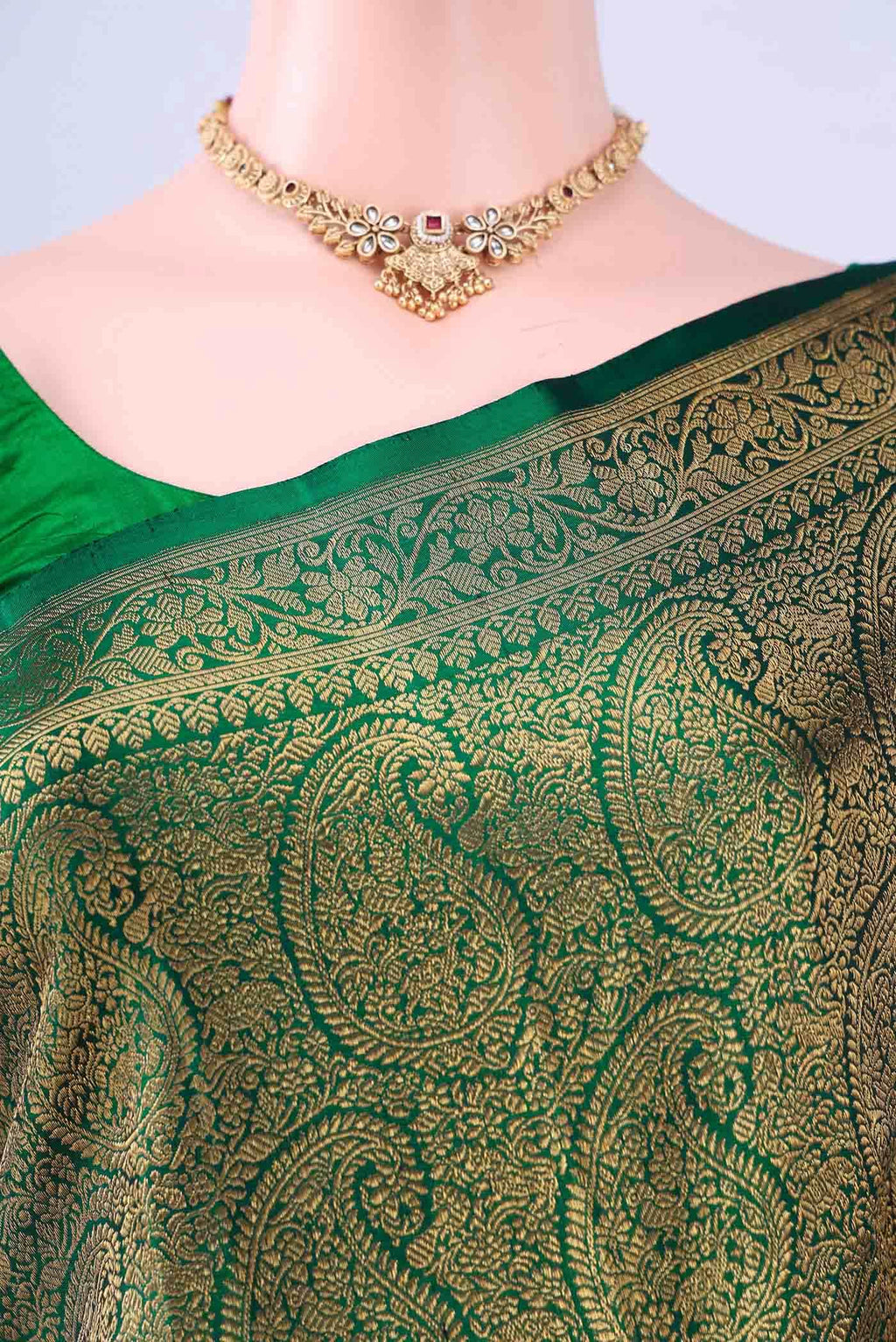 Bottle Green Kanchipuram Saree