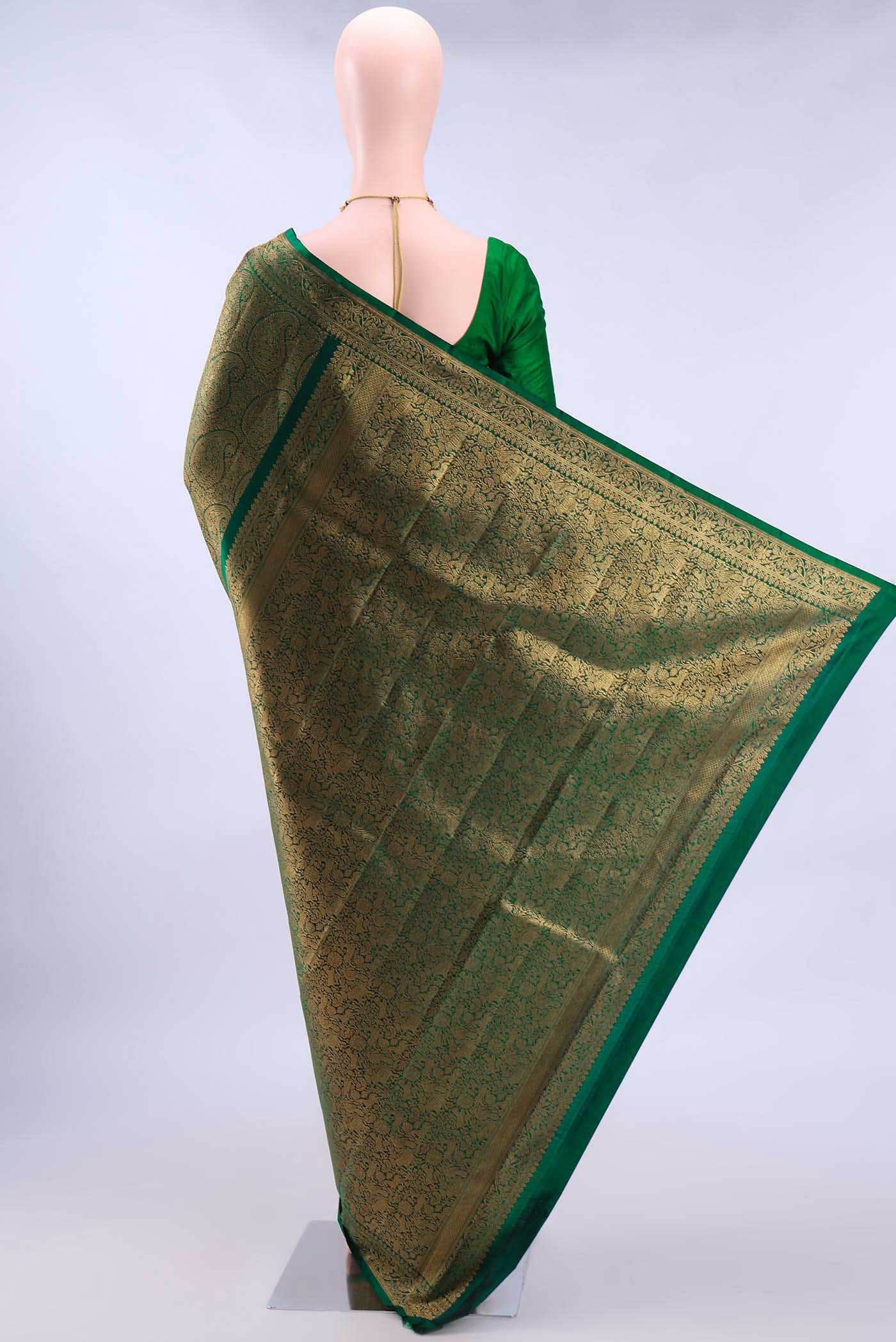 Bottle Green Kanchipuram Saree