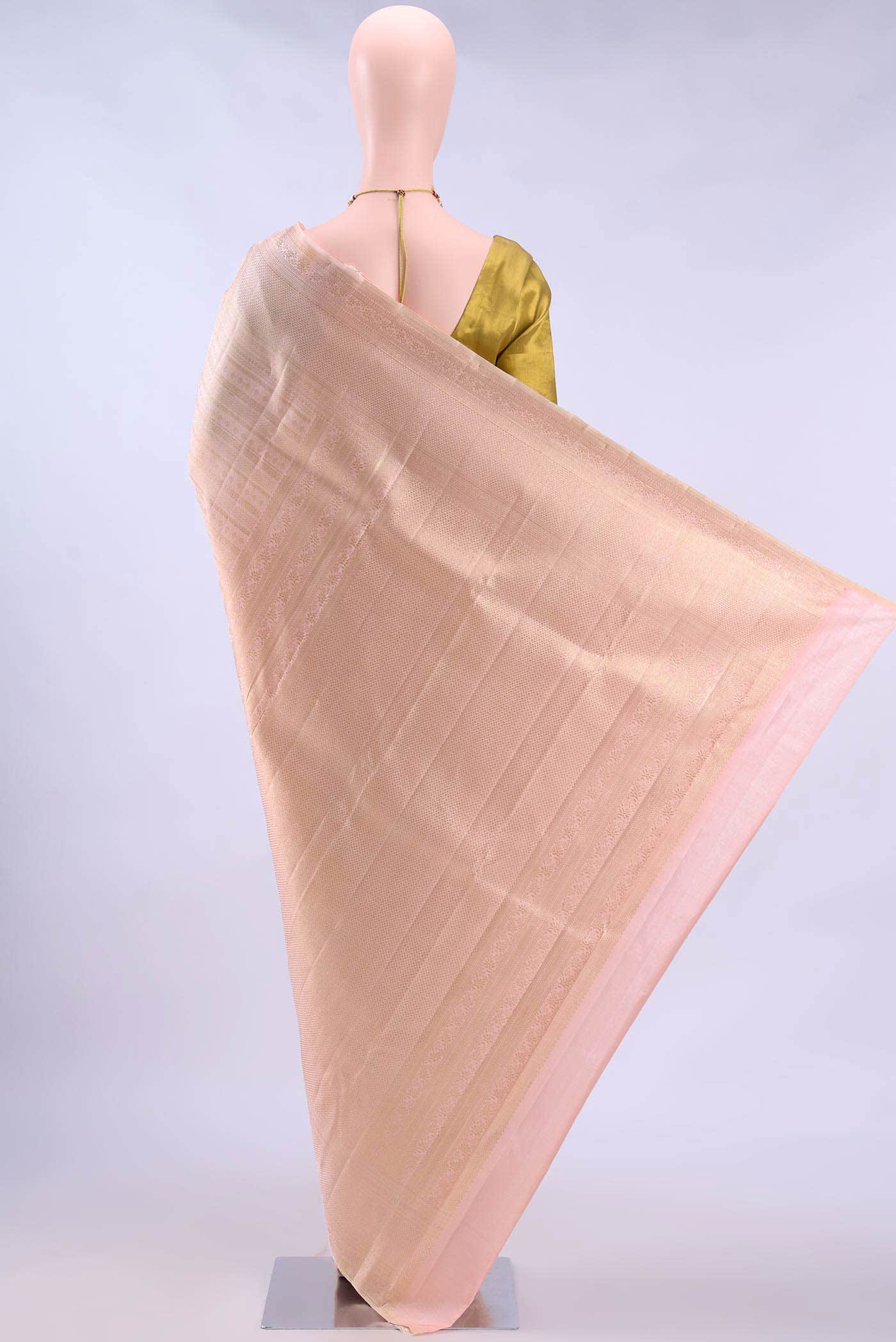 Golden Peach Kanchipuram Saree
