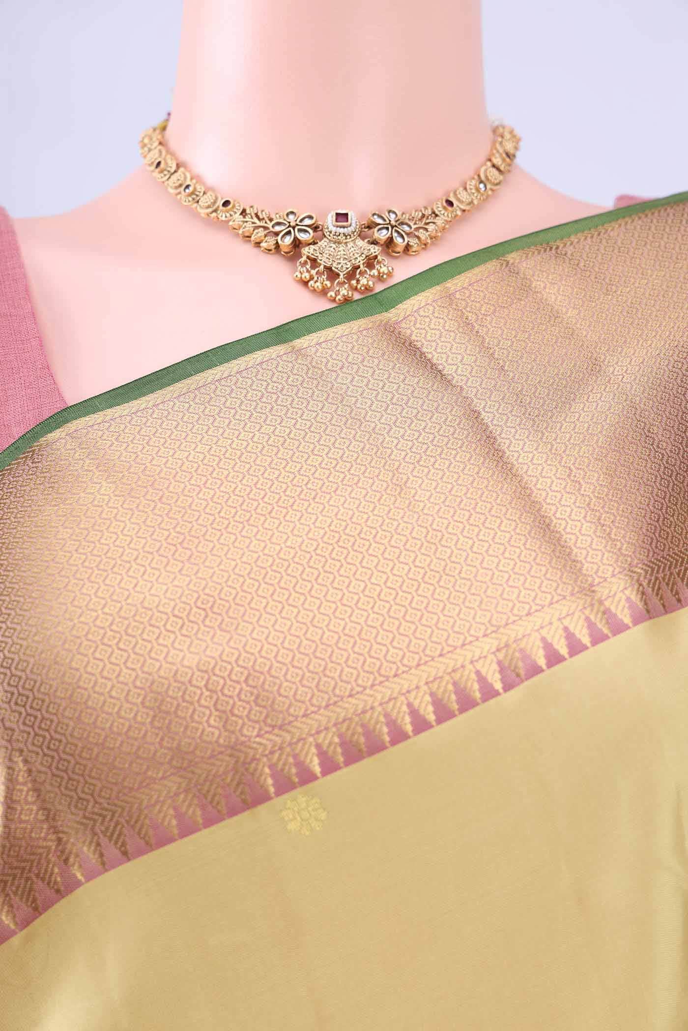 Beige Nangavalli Silk [ Salem ] Saree