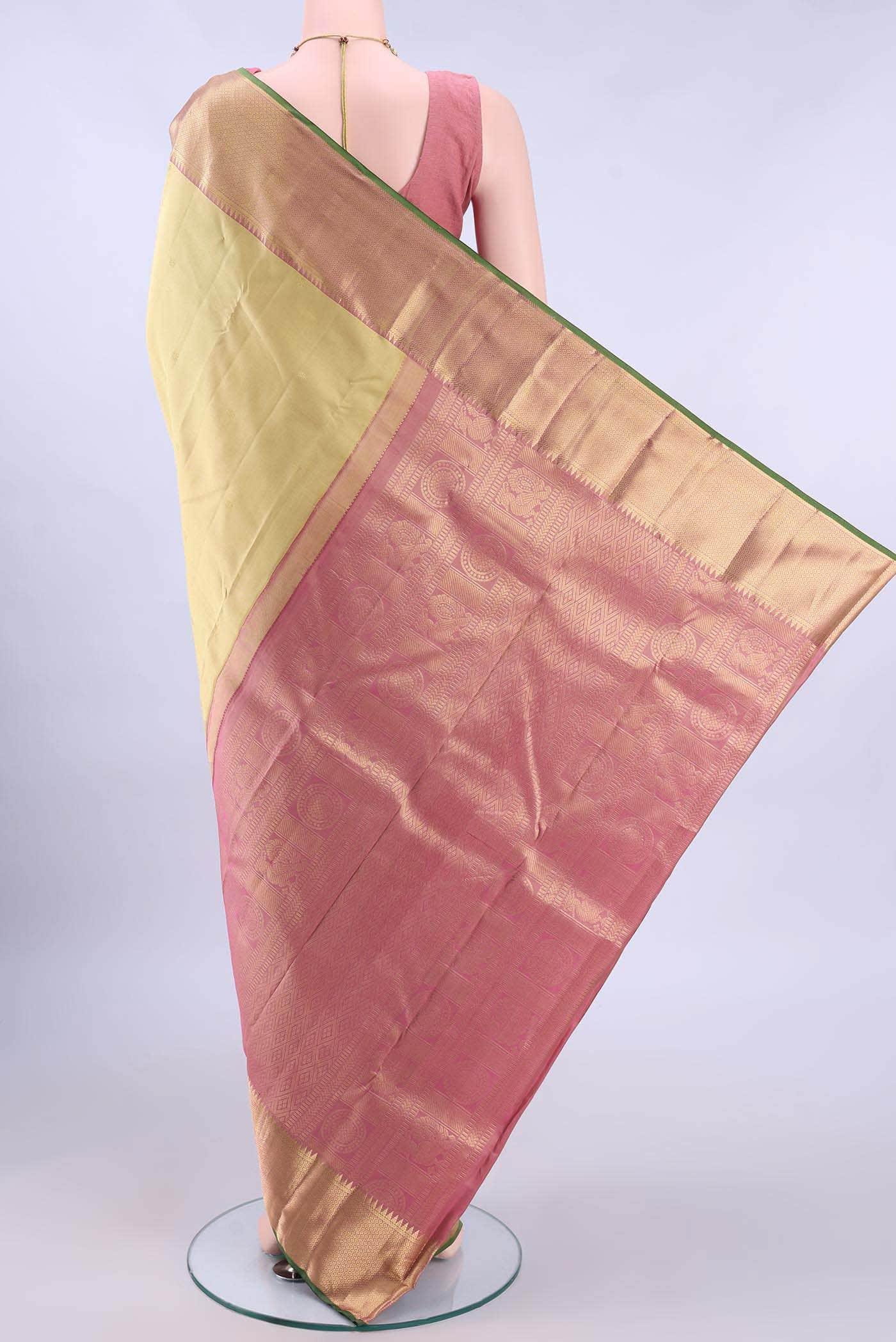 Beige Nangavalli Silk [ Salem ] Saree