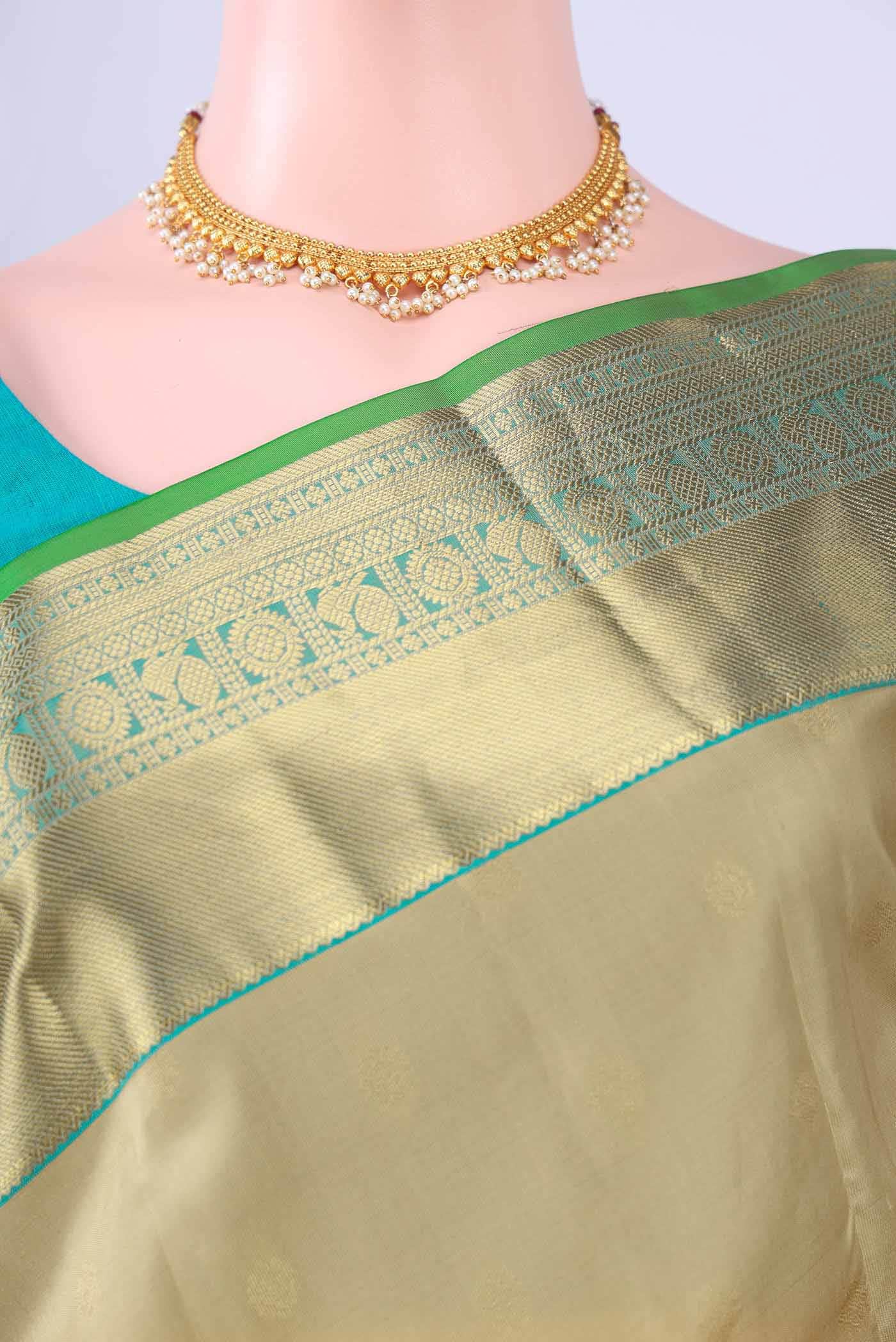 Beige Nangavalli Silk [ Salem ] Saree