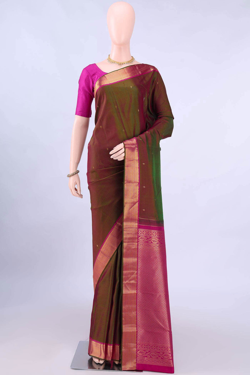 Bottle Green Nangavalli Silk [ Salem ] Saree