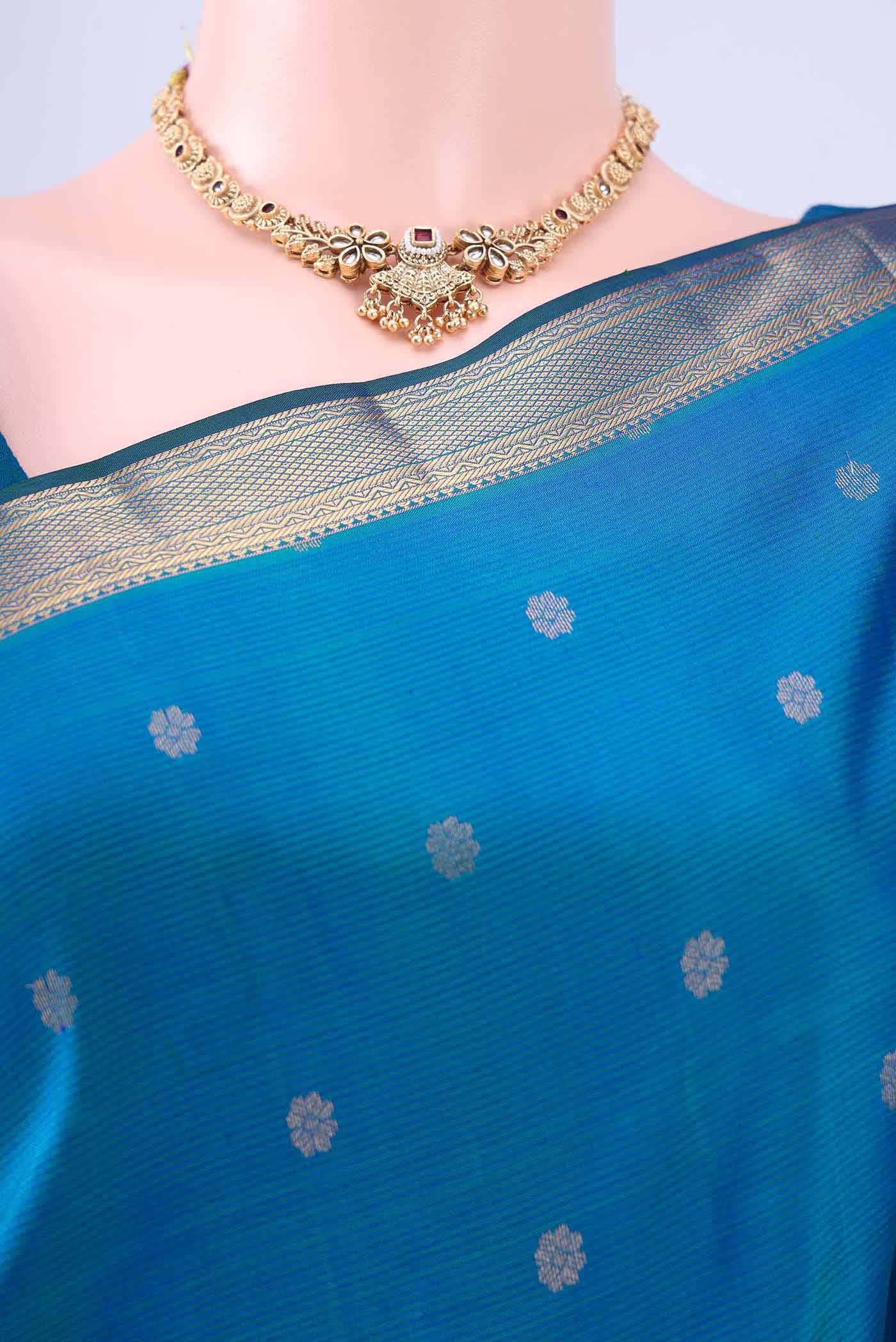 Peacock Blue Nangavalli Silk [ Salem ] Saree