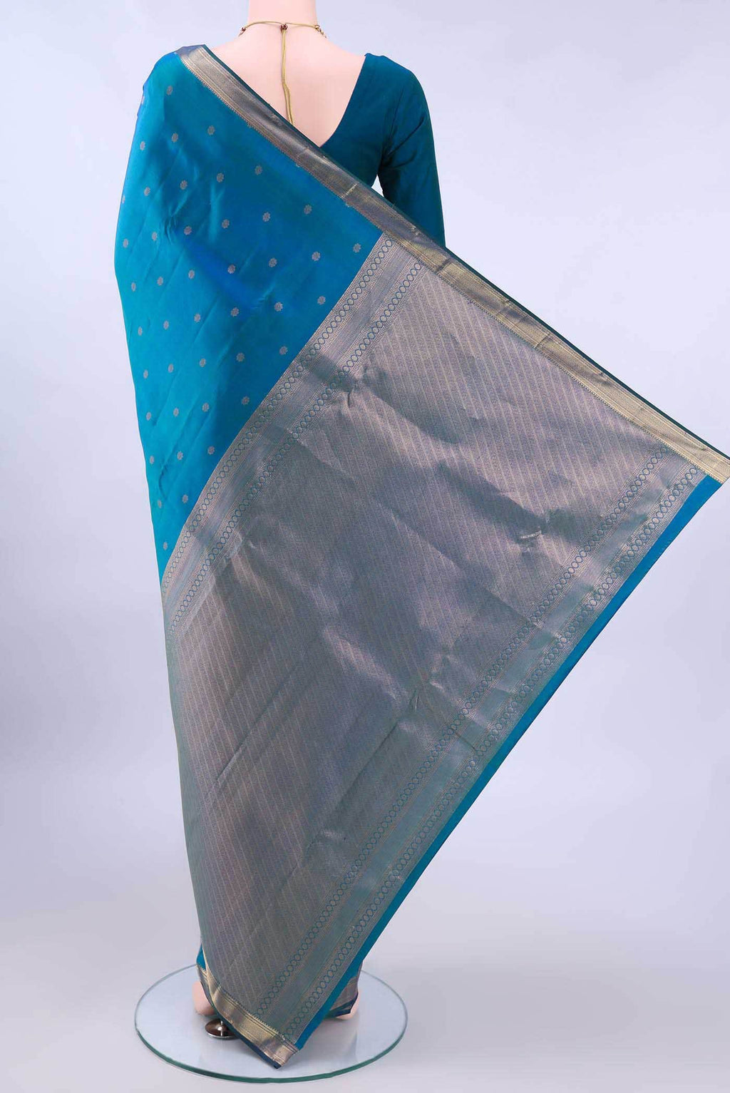 Peacock Blue Nangavalli Silk [ Salem ] Saree