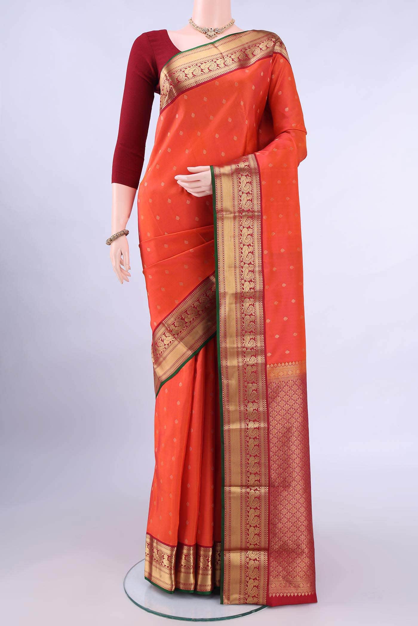 Orange Nangavalli Silk [ Salem ] Saree