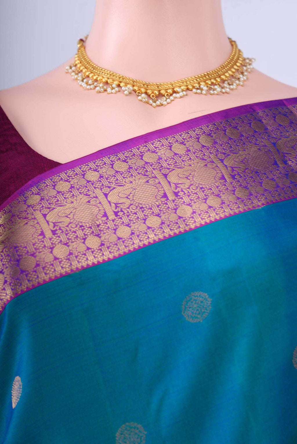 Peacock Blue Nangavalli Silk [ Salem ] Saree