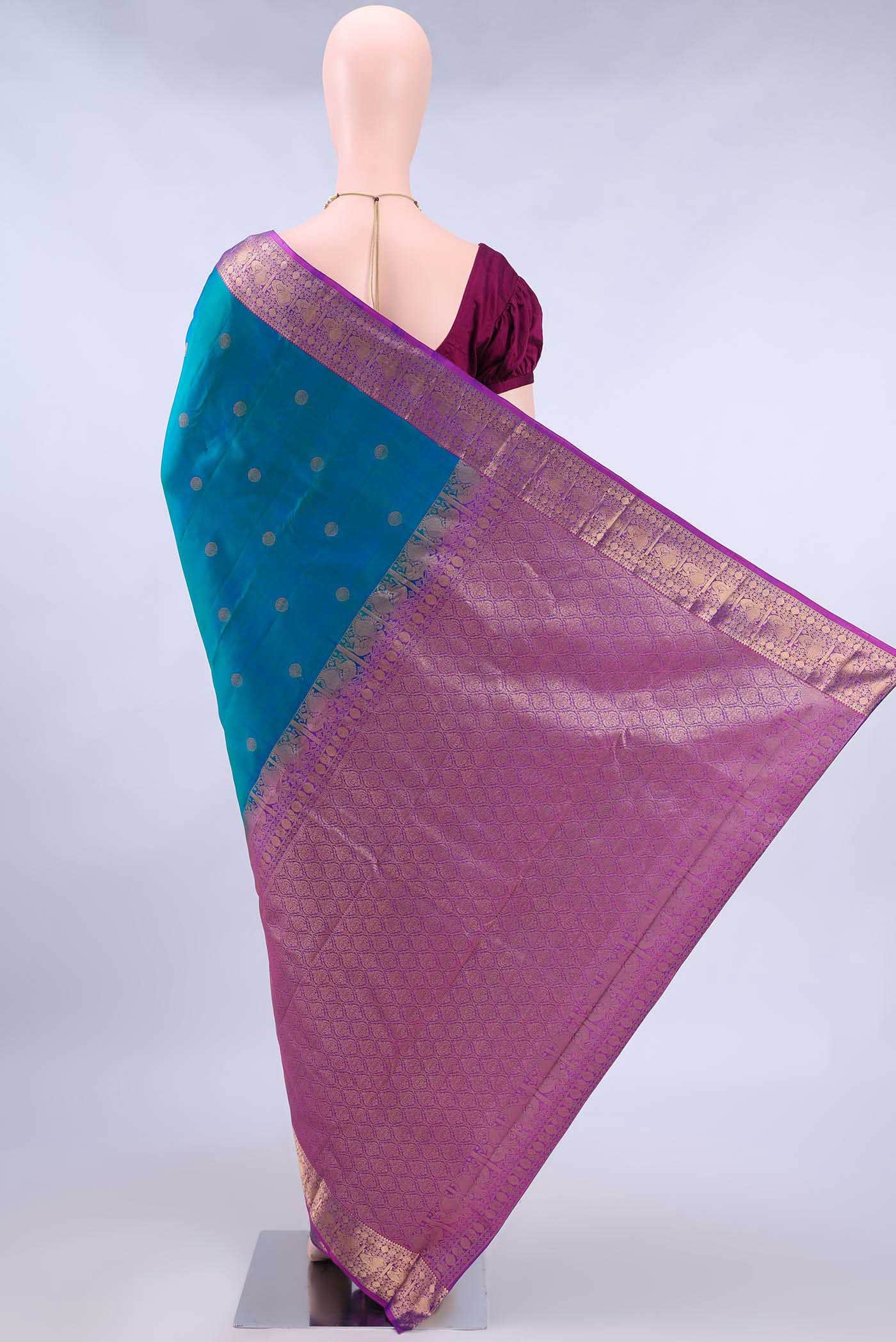 Peacock Blue Nangavalli Silk [ Salem ] Saree