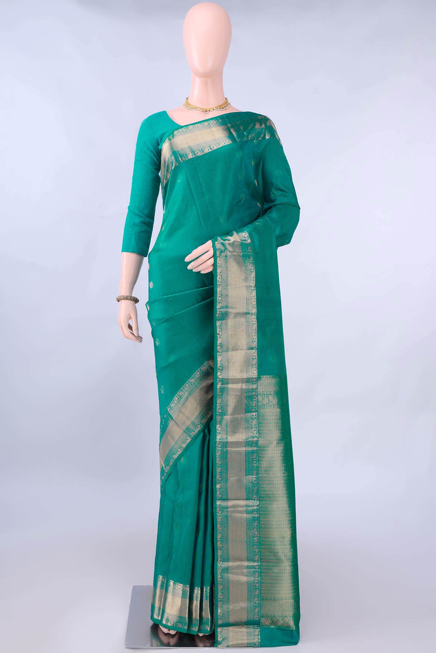 Sea Green Nangavalli Silk [ Salem ] Saree
