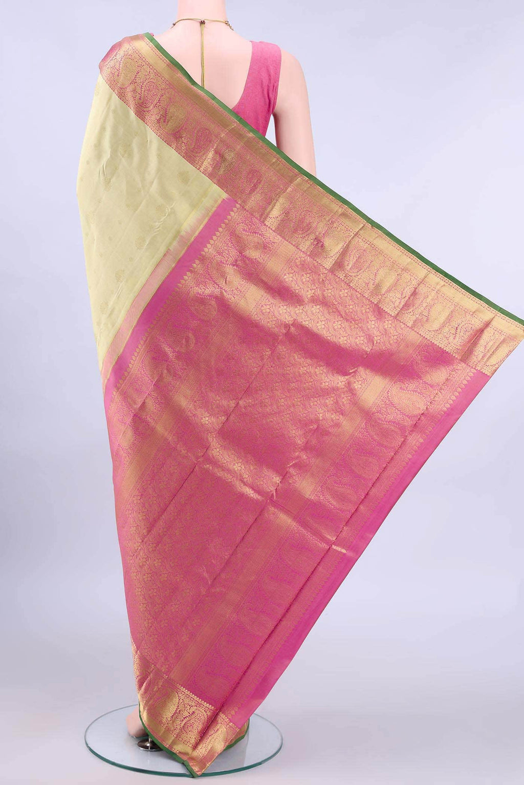 Beige Nangavalli Silk [ Salem ] Saree
