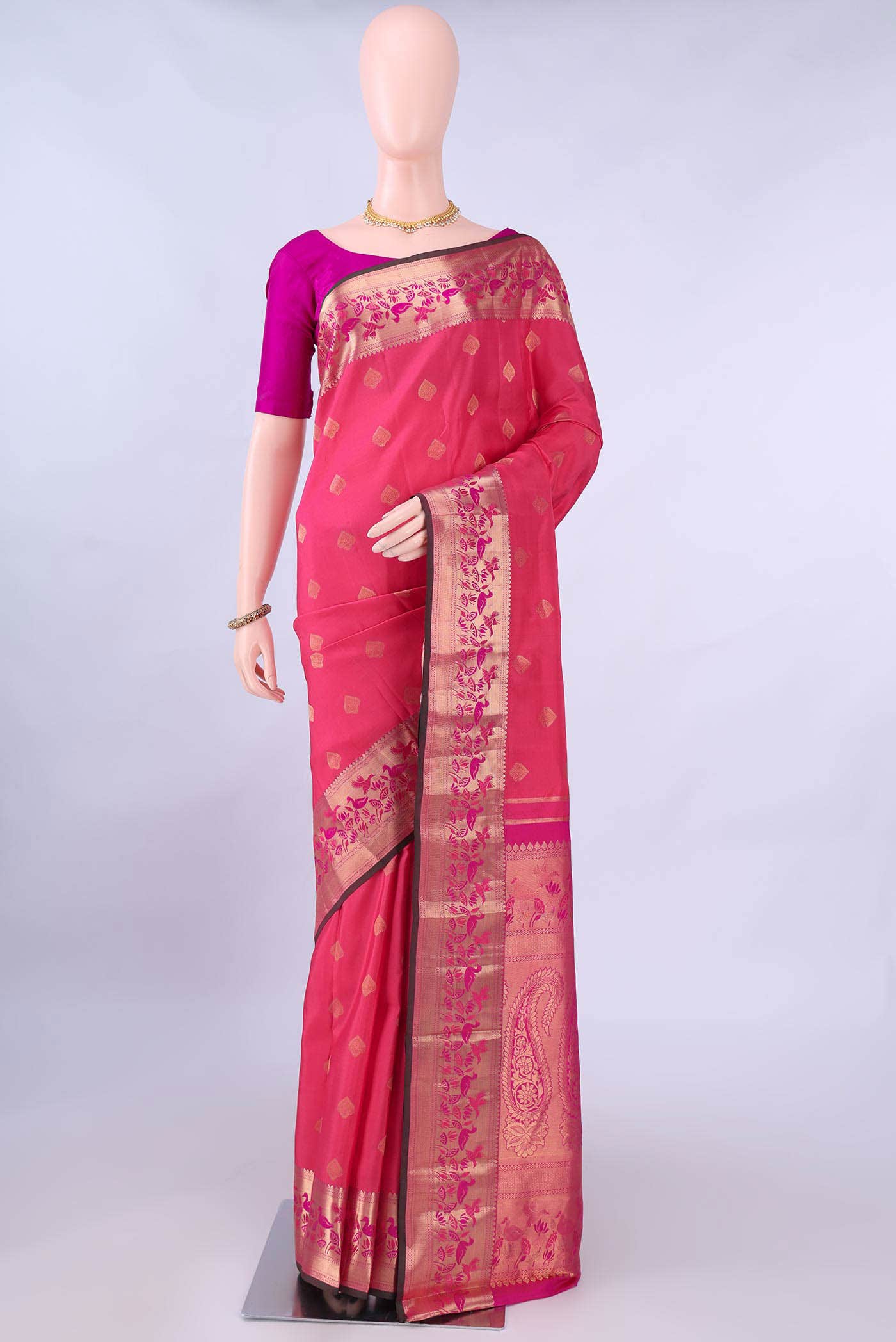Pink Dual Tone Nangavalli Silk [ Salem ] Saree