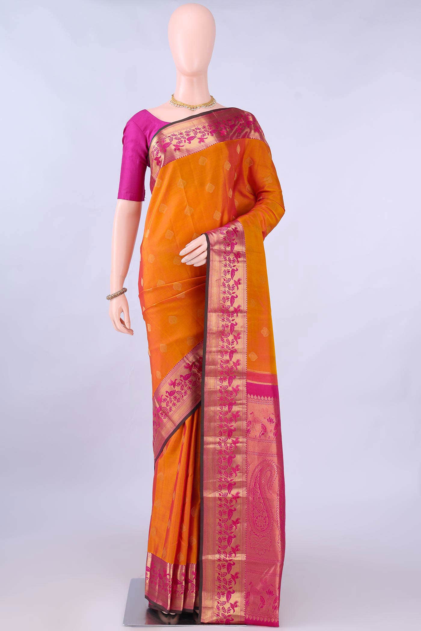Brick Orange Nangavalli Silk [ Salem ] Saree